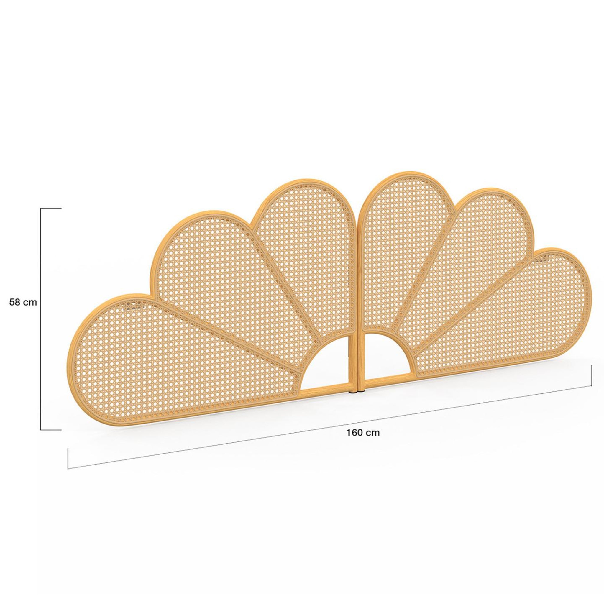 Voir la diapositive 4 : ID MARKET Tête de lit suspendue ivy 160 cm effet rotin et cannage en forme de fleur