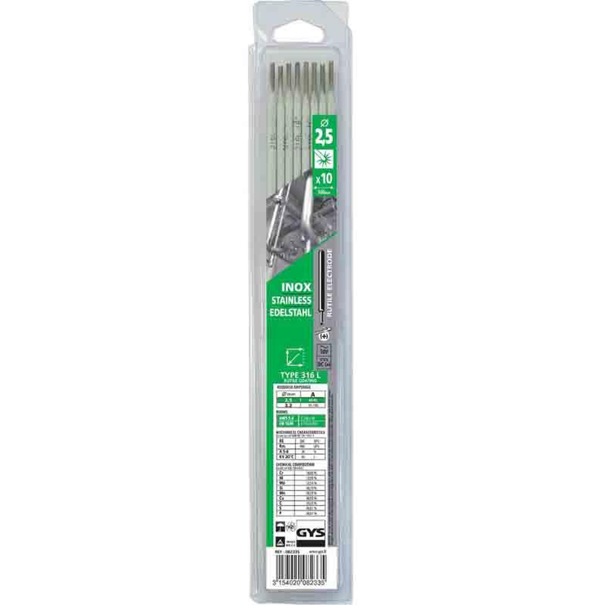 GYS 10 Electrodes inox Ø 2,5 mm