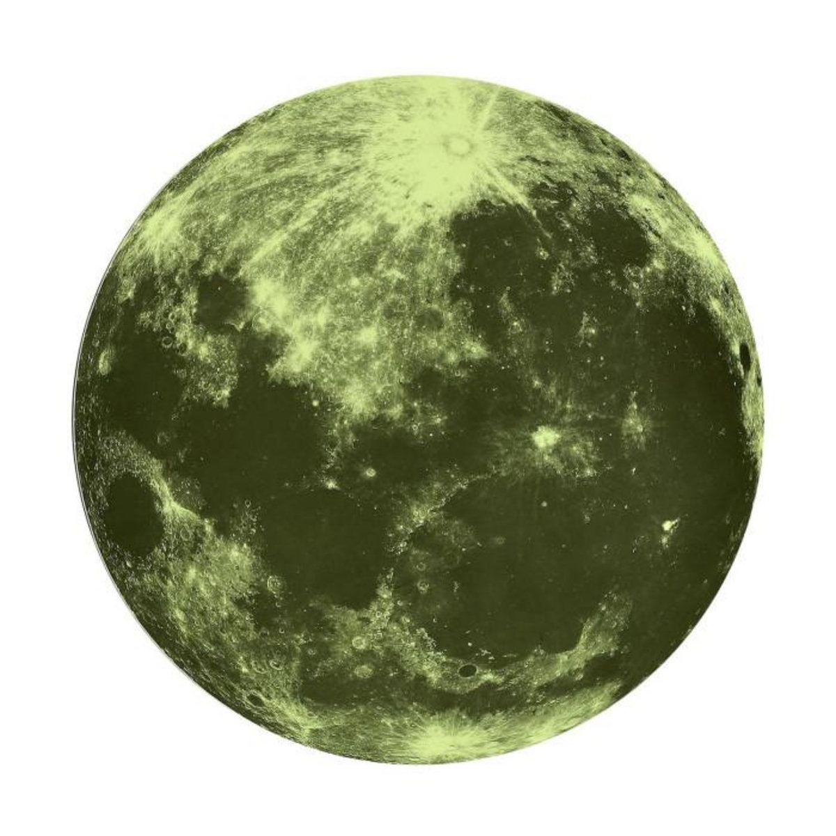 Paris Prix Sticker Mural Phosphorescent  Lune  25cm Vert