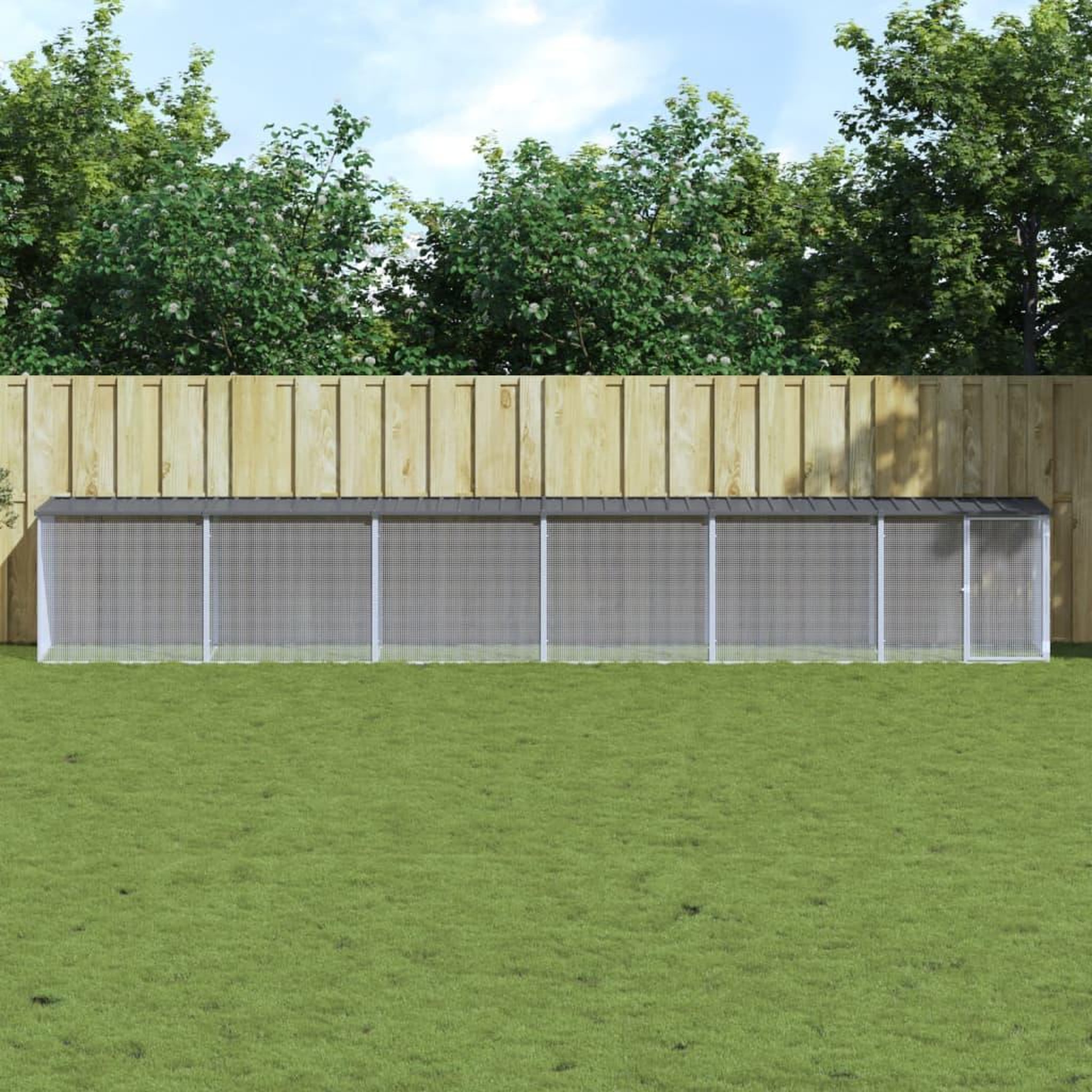 VIDAXL Poulailler avec toit anthracite 603x98x90 cm acier galvanise