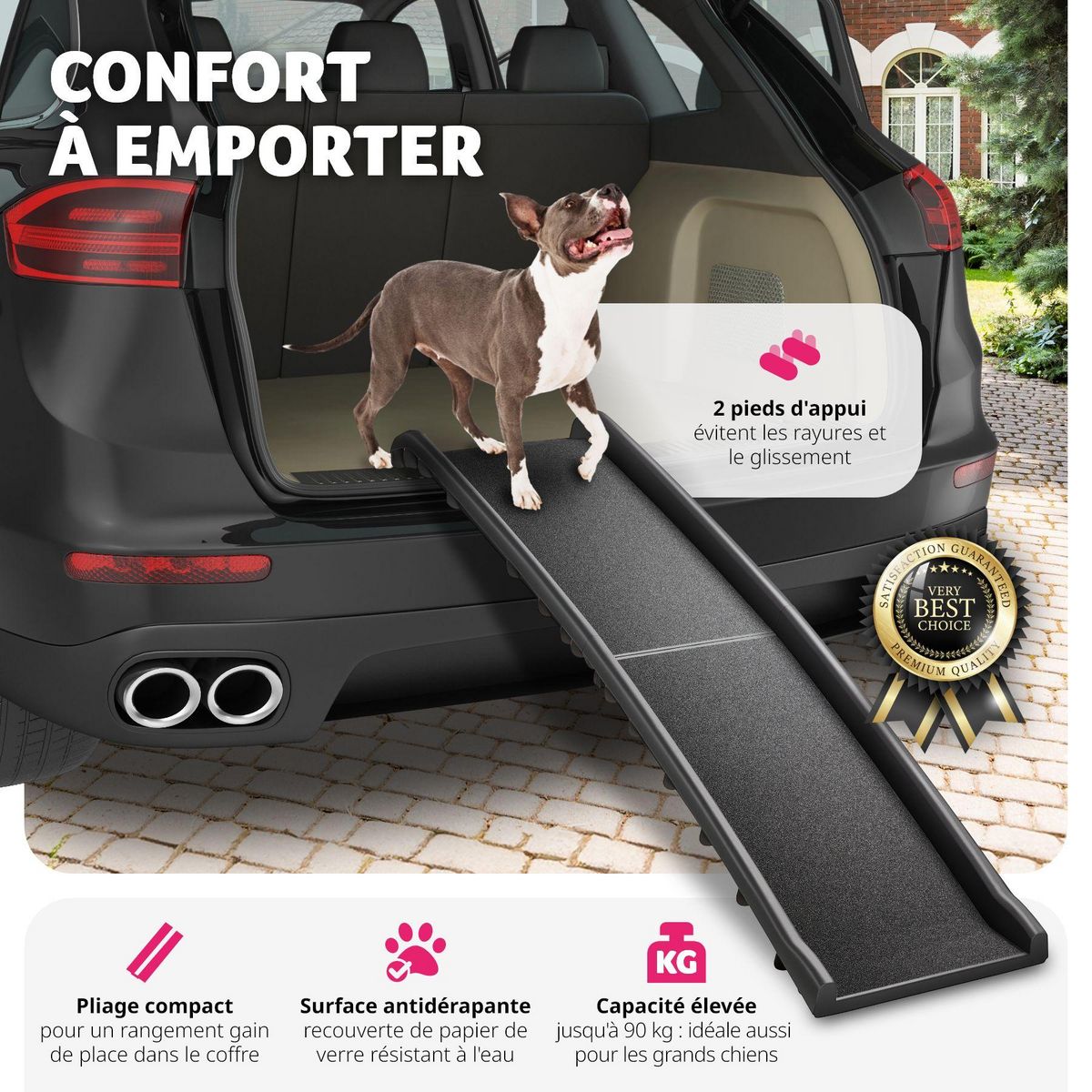 tectake Rampe pour chien pliable et antidérapante noir