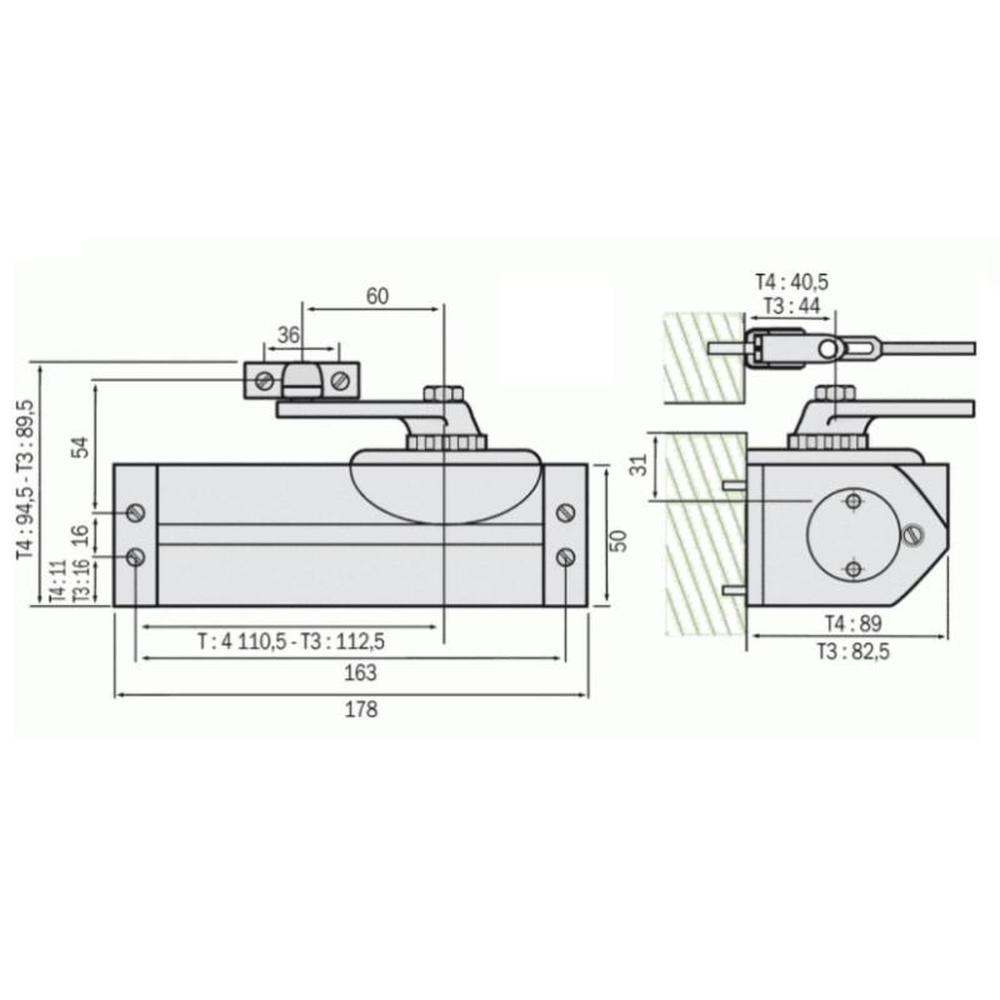 Voir la diapositive 3 : DORMA Ferme porte Force 3 avec bras standard TS 59 finition argent DORMA 32310100