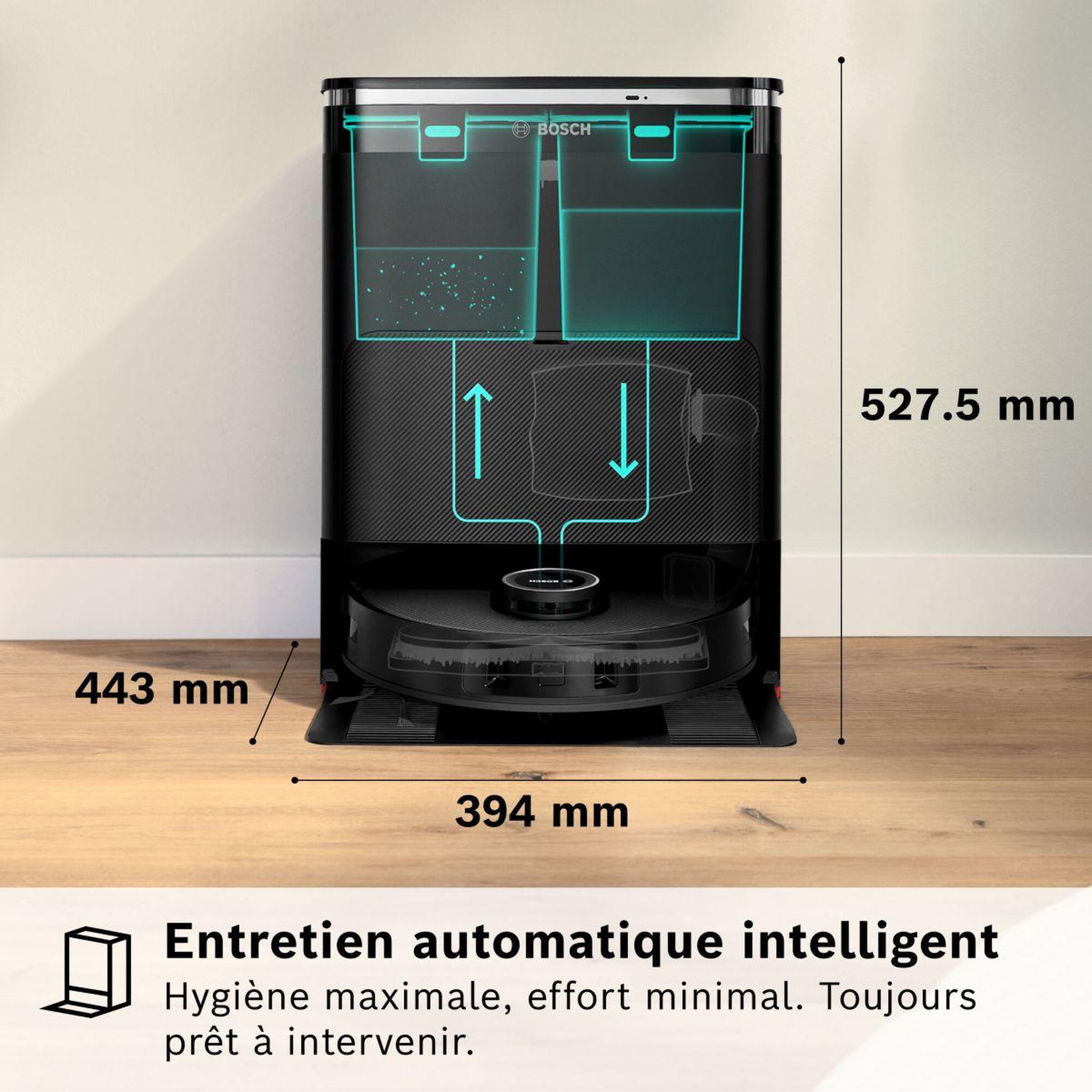 Voir la diapositive 5 : BOSCH Robot aspirateur laveur spotless max noir