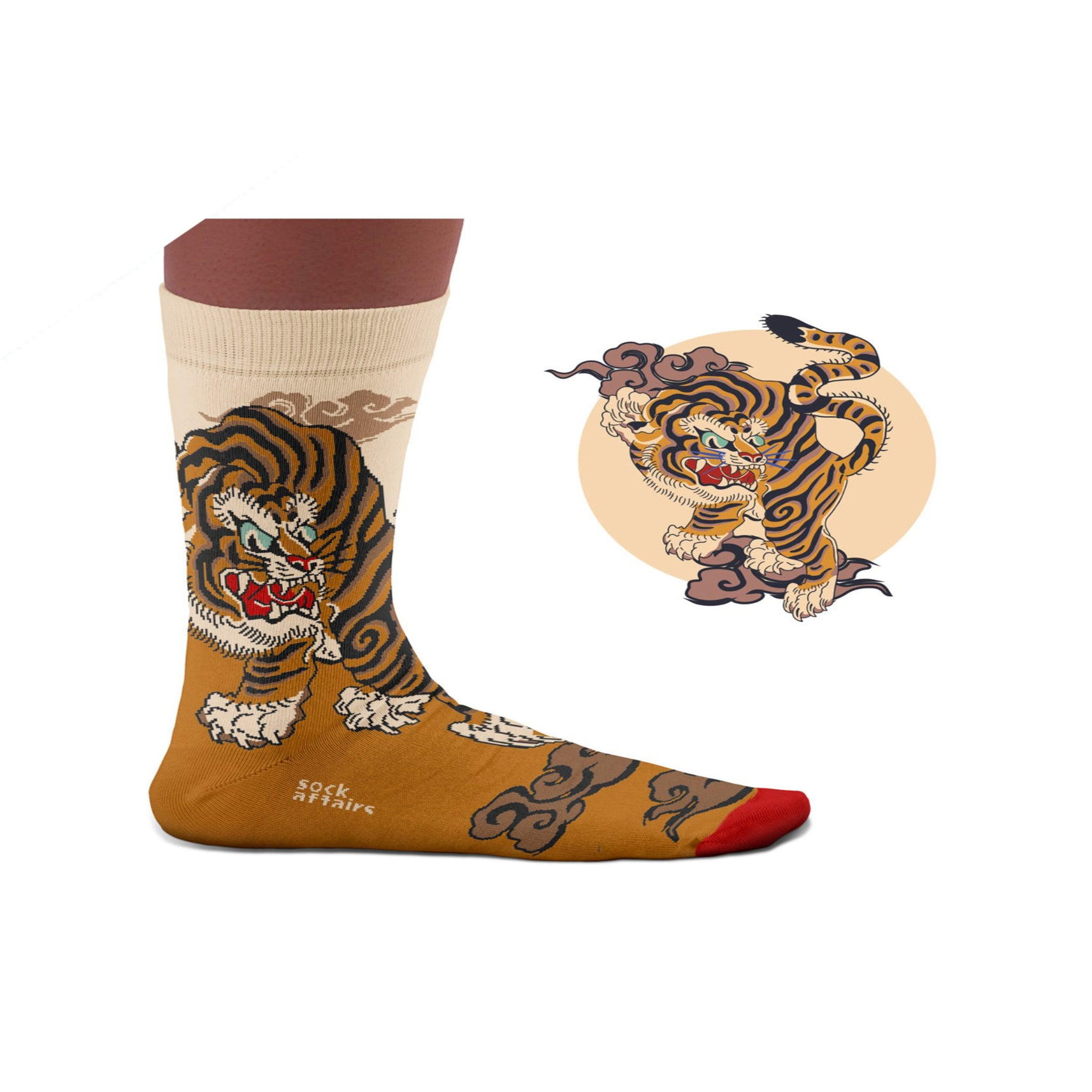 Voir la diapositive 2 : SOCK AFFAIRS Chaussettes tatouage tigre japonais