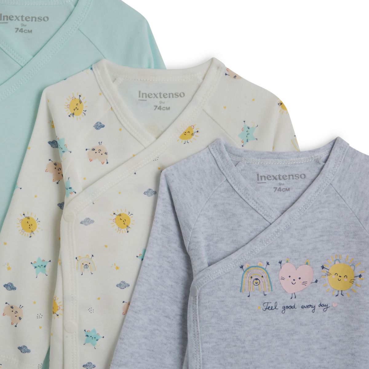 INEXTENSO Lot de 5 bodies manches longues de naissance bébé garçon