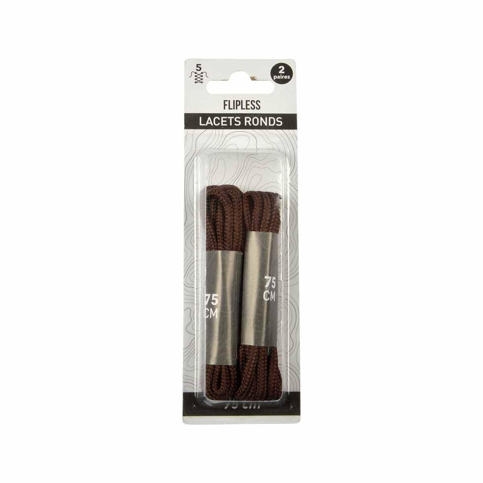 Voir la diapositive 2 : FLIPLESS Lot de 2 paires de lacets  ronds  75cm marron