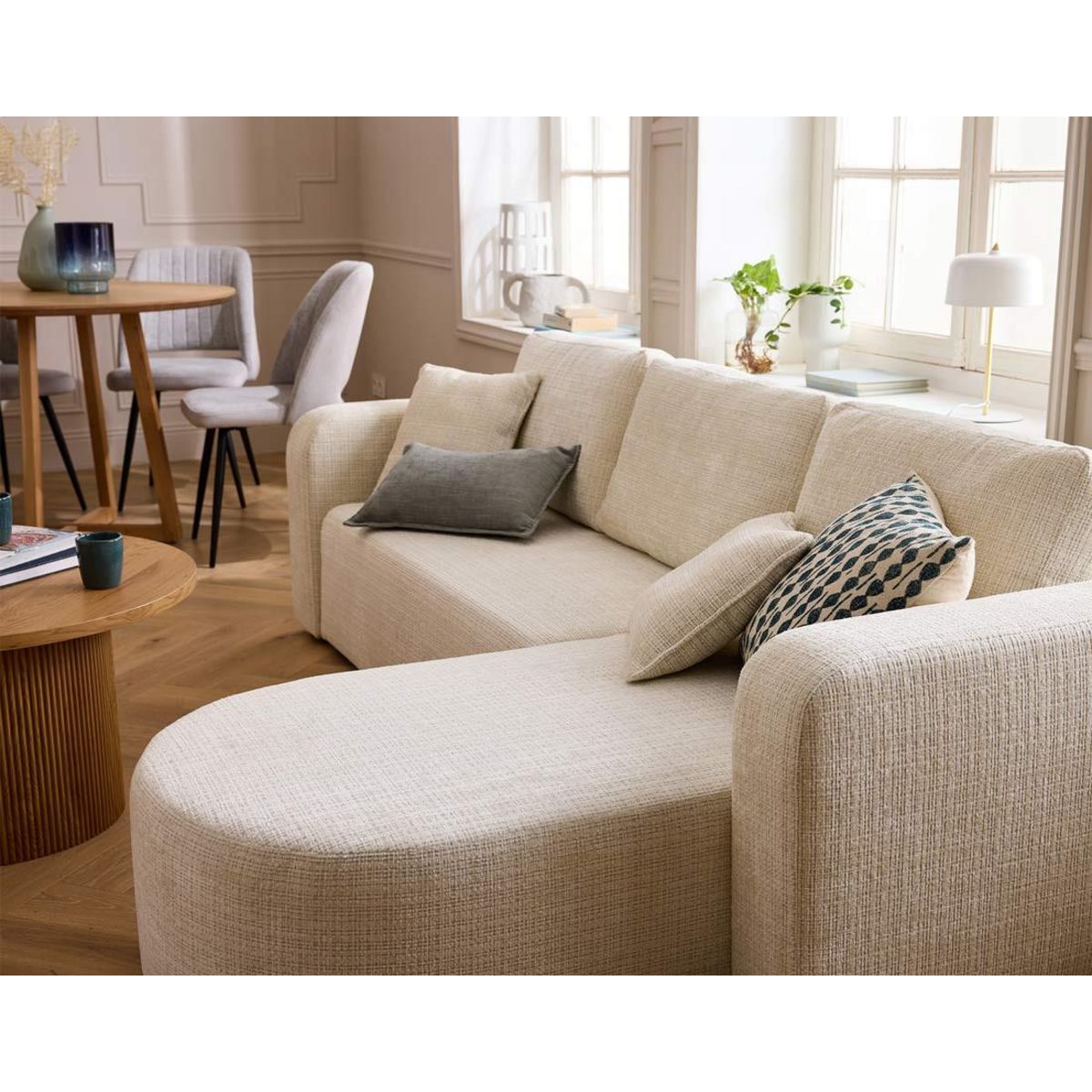 BEST MOBILIER Miro - canapé d'angle réversible - 4 places - convertible avec coffre - en velours texturé