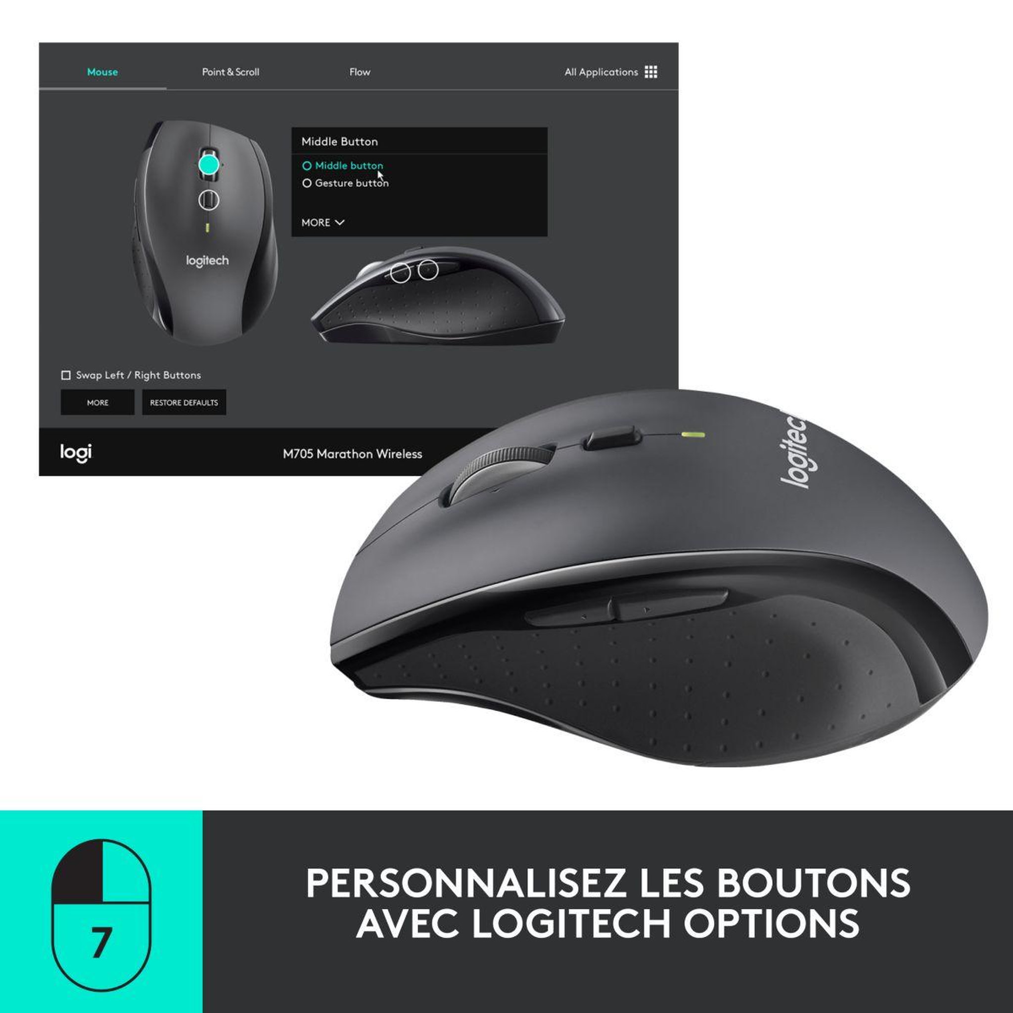 Voir la diapositive 4 : Logitech Souris M705 Silver sans fil optique