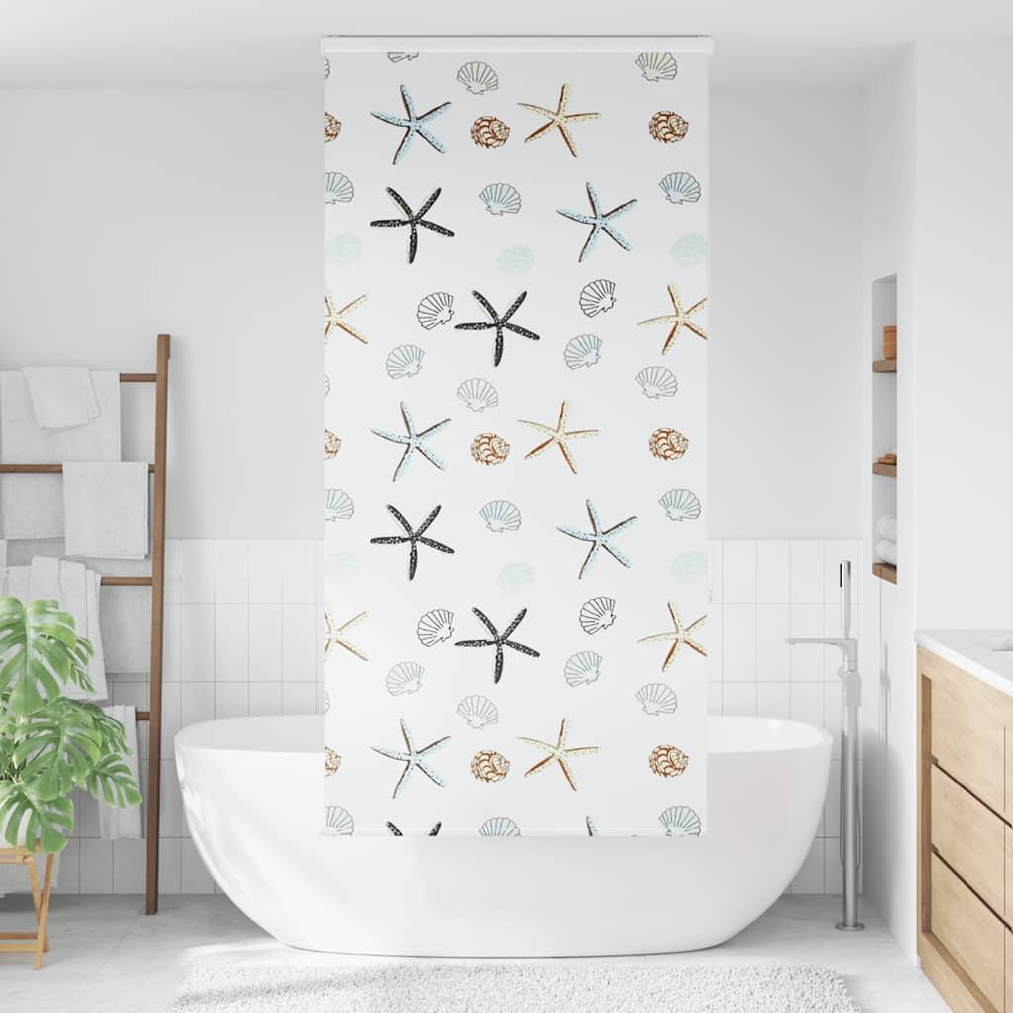 Voir la diapositive 2 : VIDAXL Store enrouleur de douche avec cassette largeur du tissu 86 cm