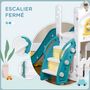 Voir la diapositive 4 : HOMCOM Toboggan pour enfant multifonction - télescope, panier basketball, espace rangement - HDPE blanc vert turquoise