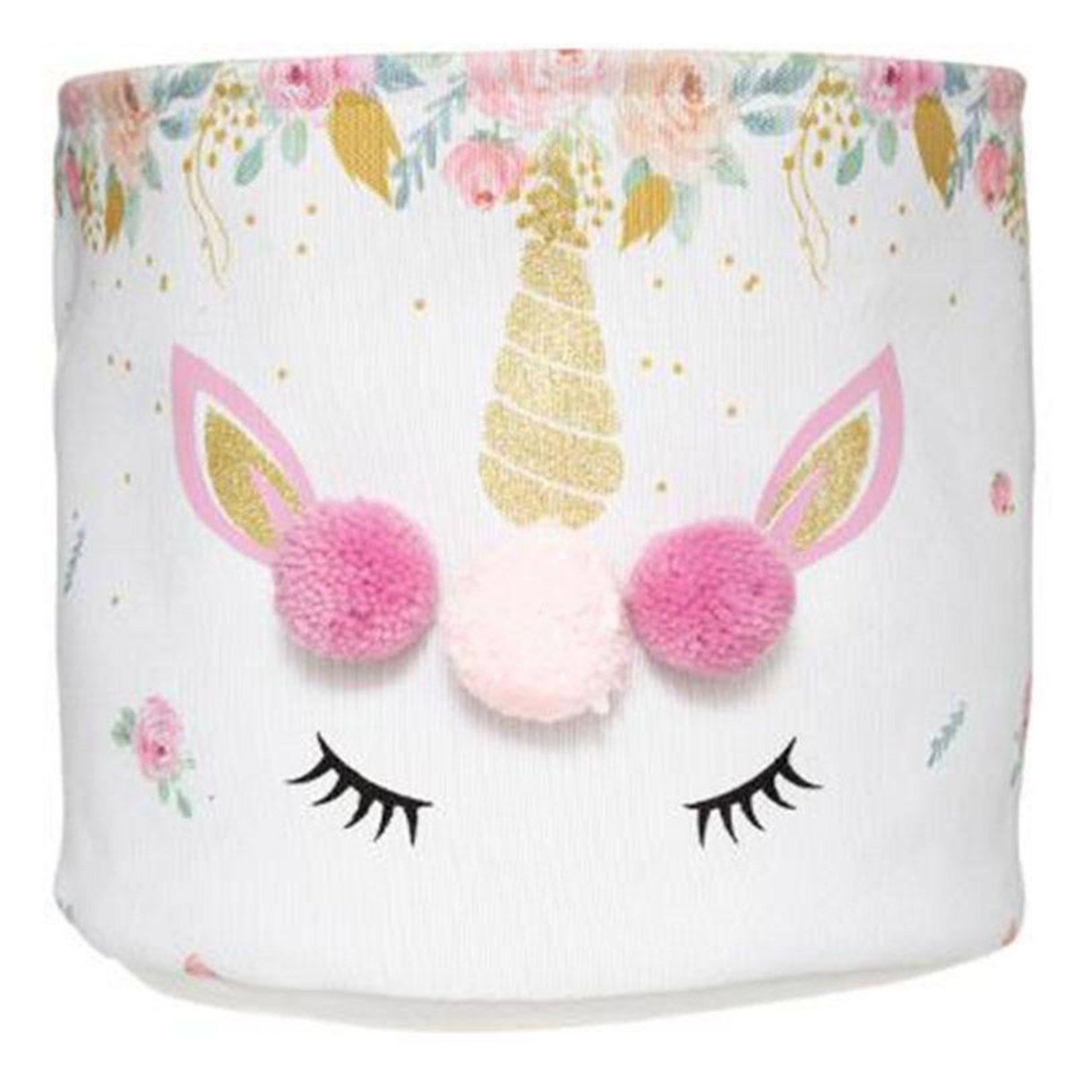  Lot de 2 Paniers Déco Enfant  Licorne  30cm Blanc