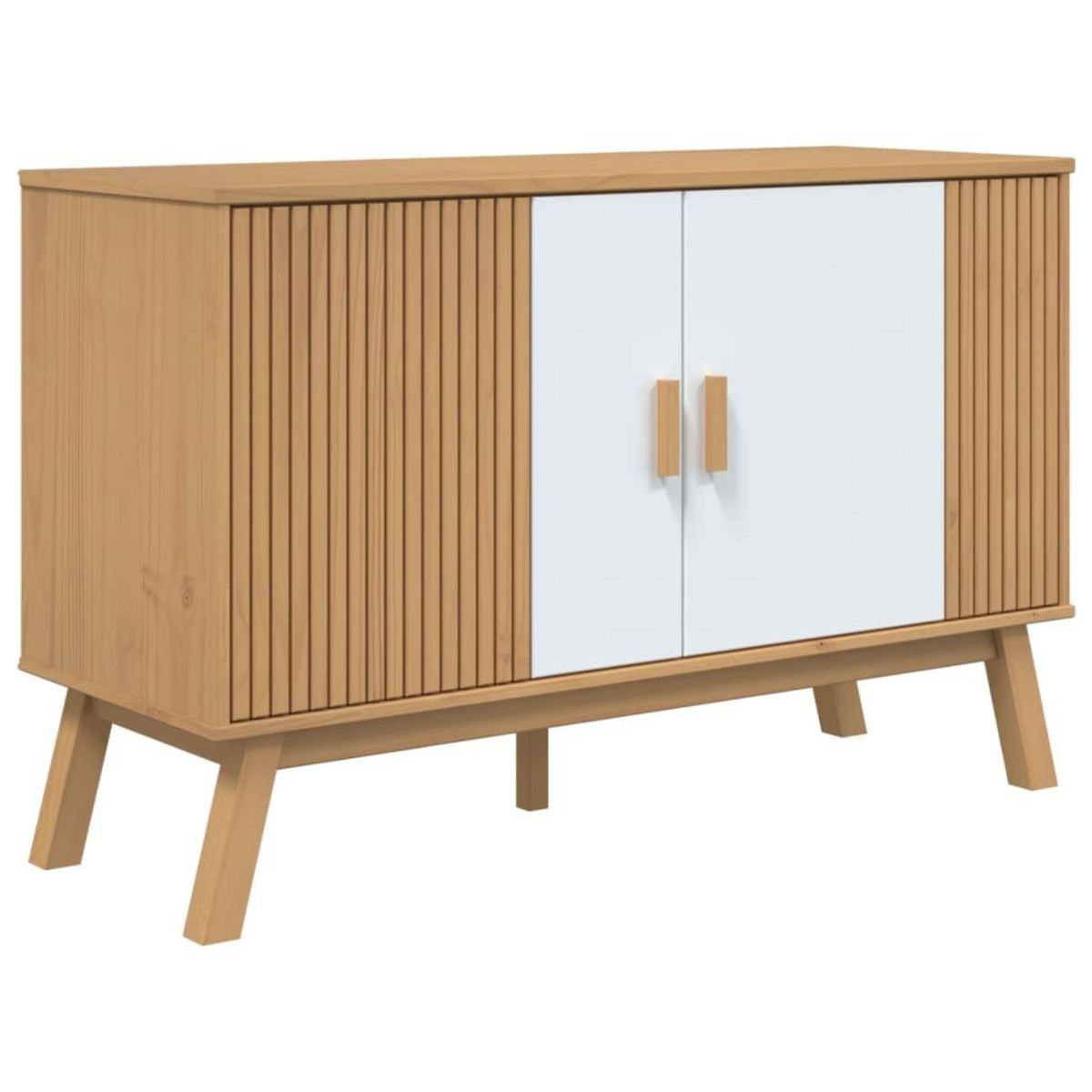 VIDAXL Buffet OLDEN blanc et marron 114x43x73,5 cm bois massif de pin