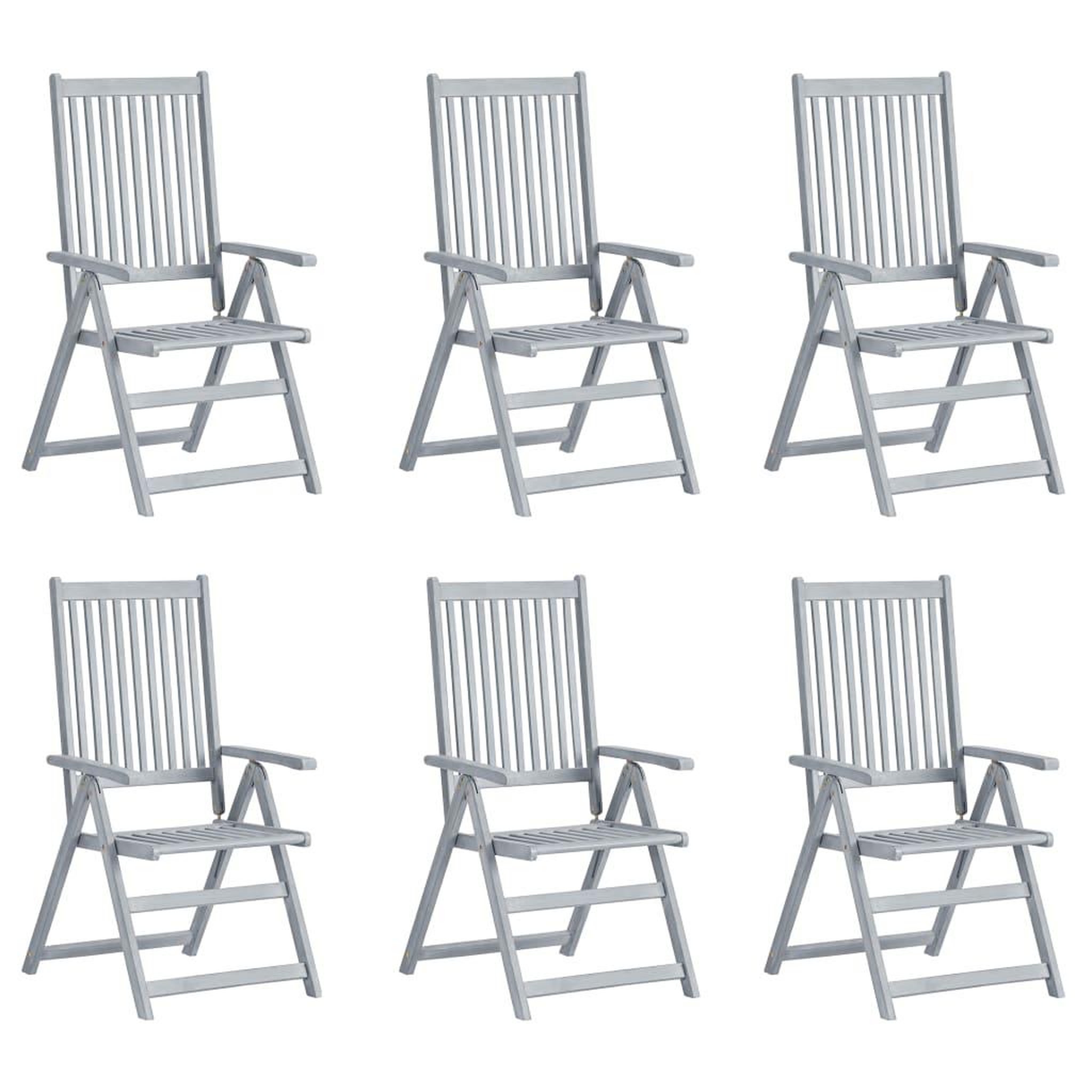 Voir la diapositive 2 : VIDAXL Chaises inclinables de jardin lot de 6 et coussins Bois acacia