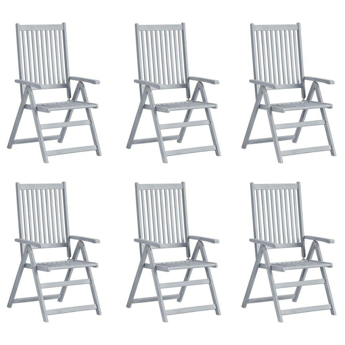 VIDAXL Chaises inclinables de jardin lot de 6 et coussins Bois acacia