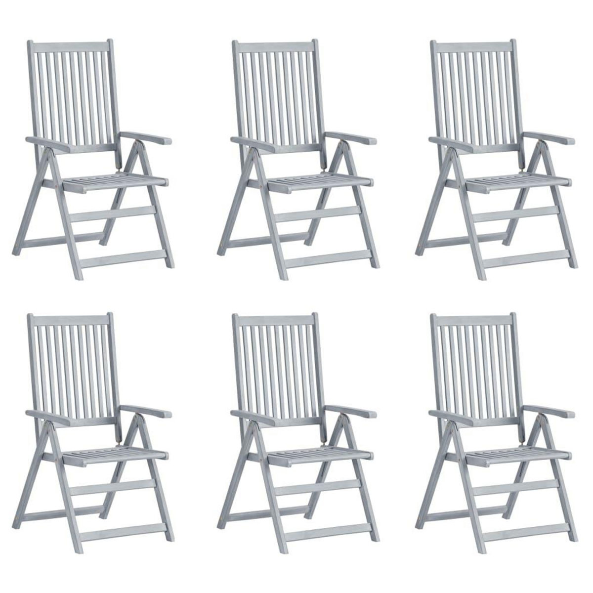 VIDAXL Chaises inclinables de jardin lot de 6 et coussins Bois acacia