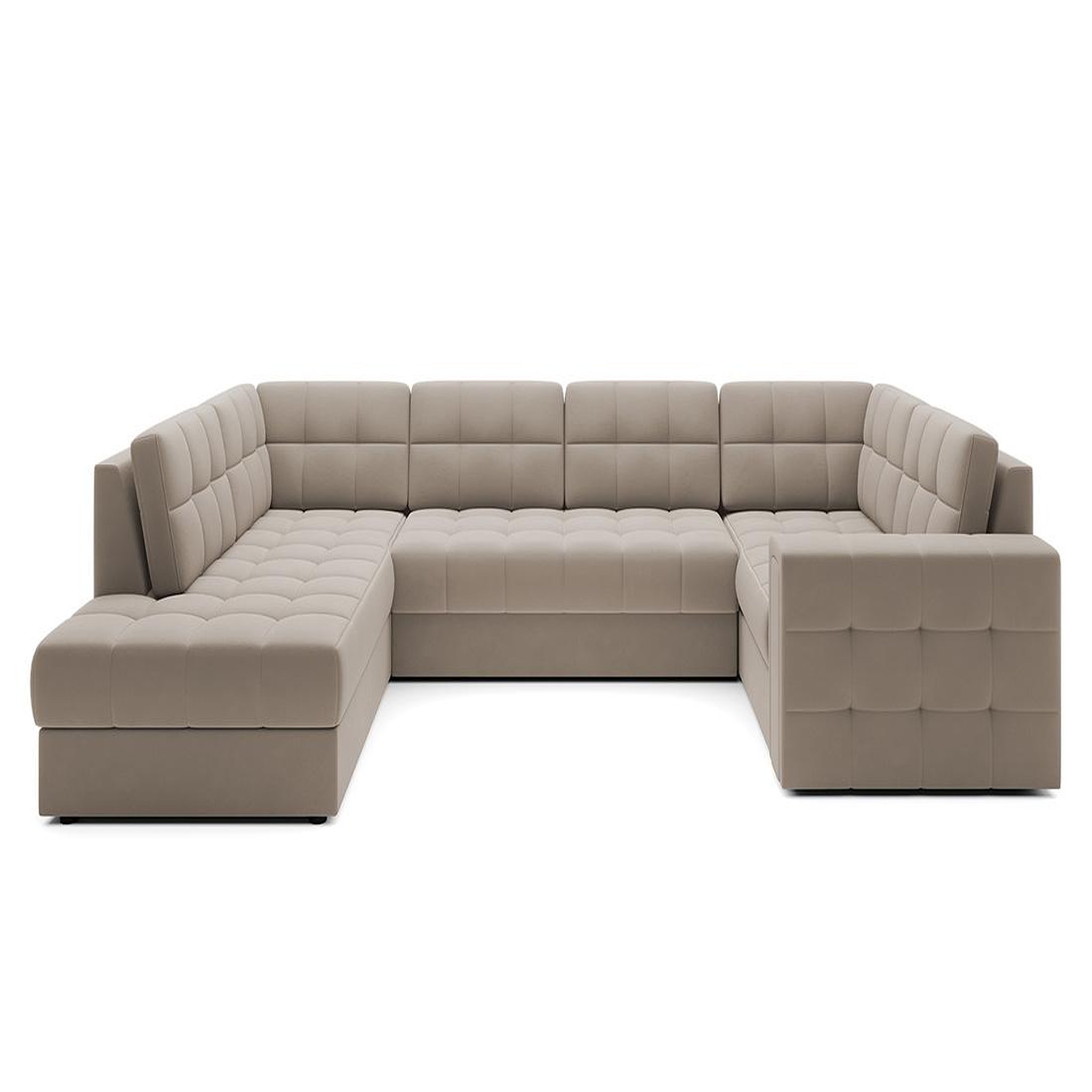 Voir la diapositive 5 : BEST MOBILIER Nappa - canapé panoramique d'angle droit 7 places convertible avec coffre en velours