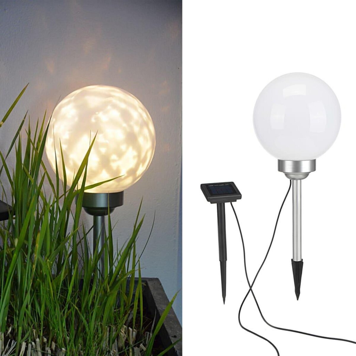 HI HI Lampe boule solaire rotative a LED de jardin 20 cm