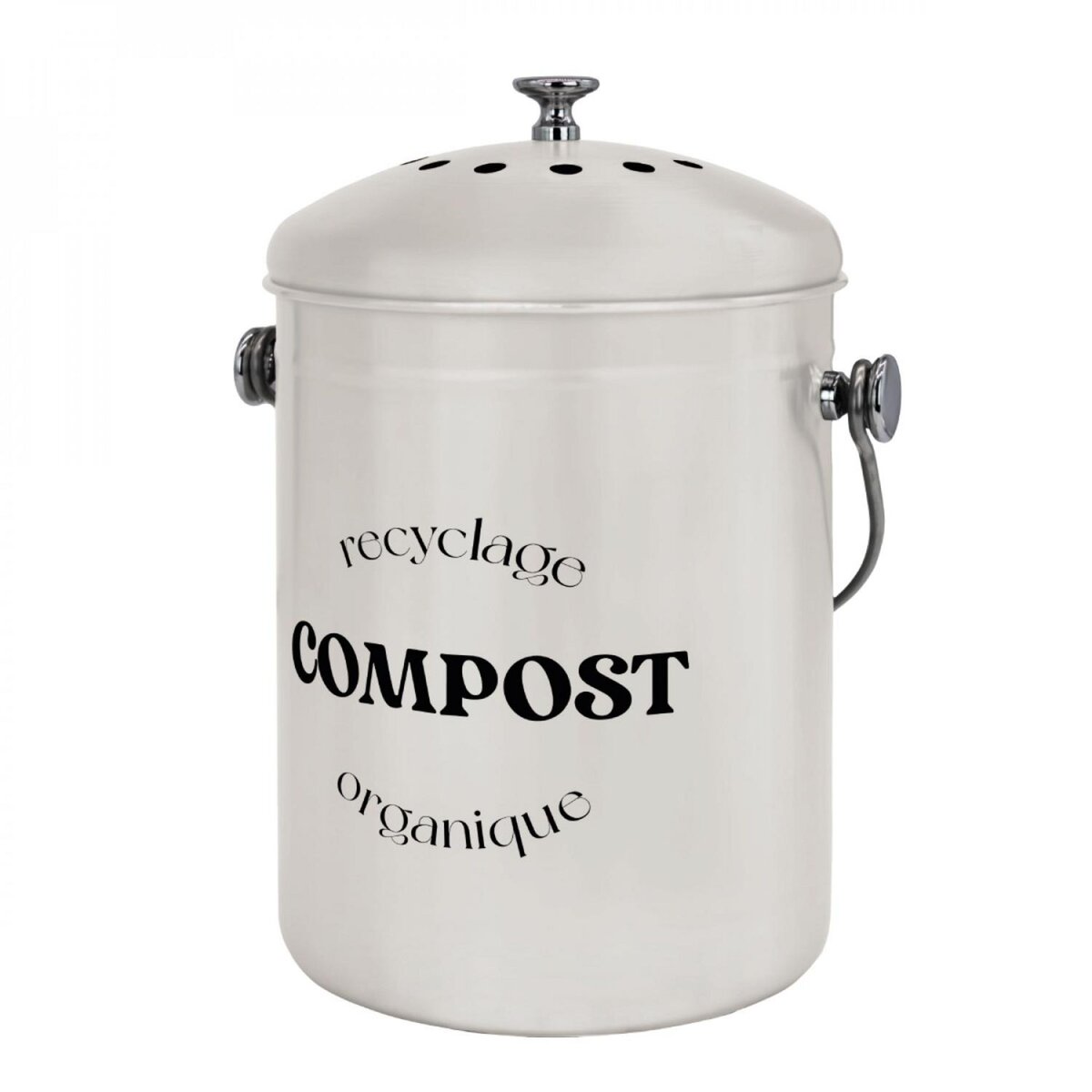 LINXOR Composteur, bac, poubelle à compost de cuisine 5L rond en Inox - Beige