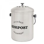 LINXOR Composteur, bac, poubelle à compost de cuisine 5L rond en Inox - Beige