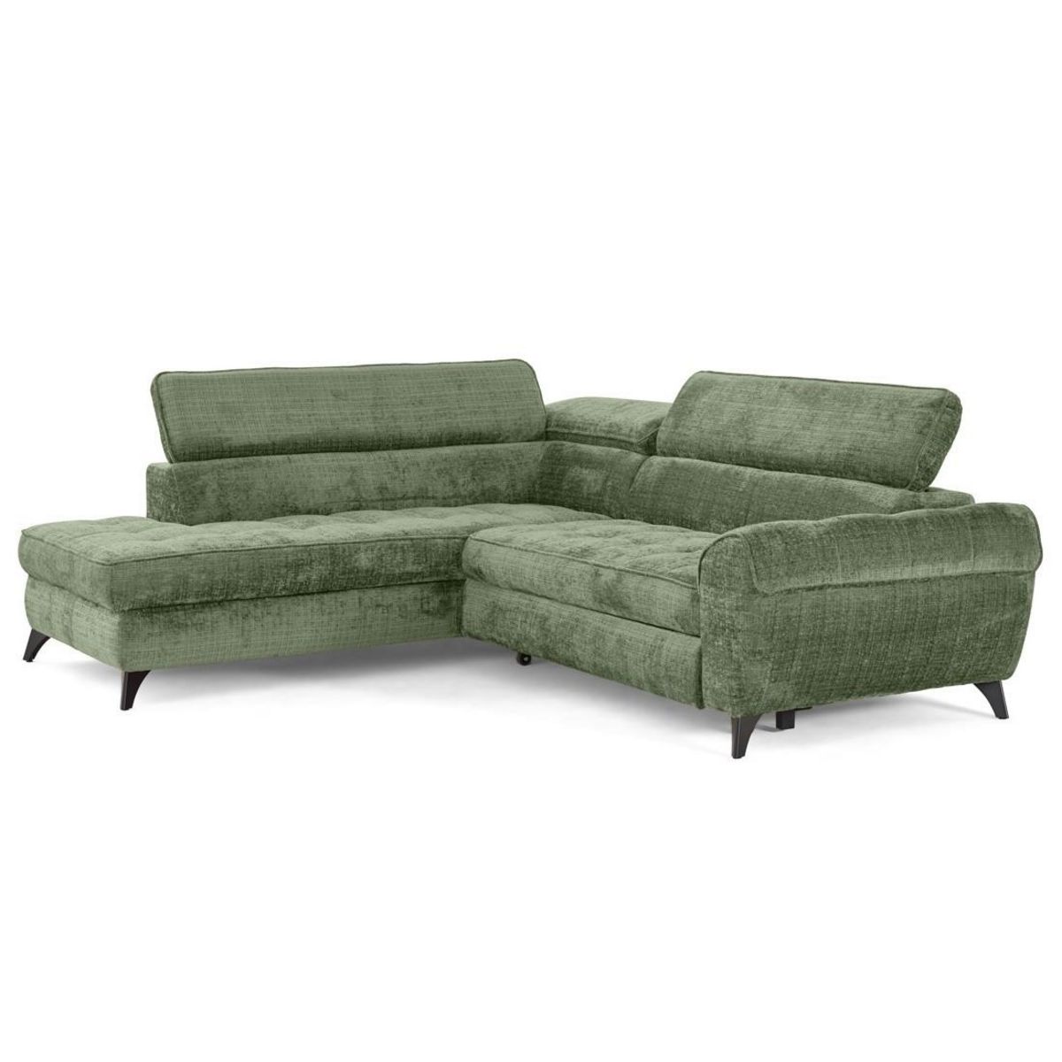 LISA DESIGN Marlo - canapé d'angle gauche 5 places convertible avec coffre et têtières en velours texturé