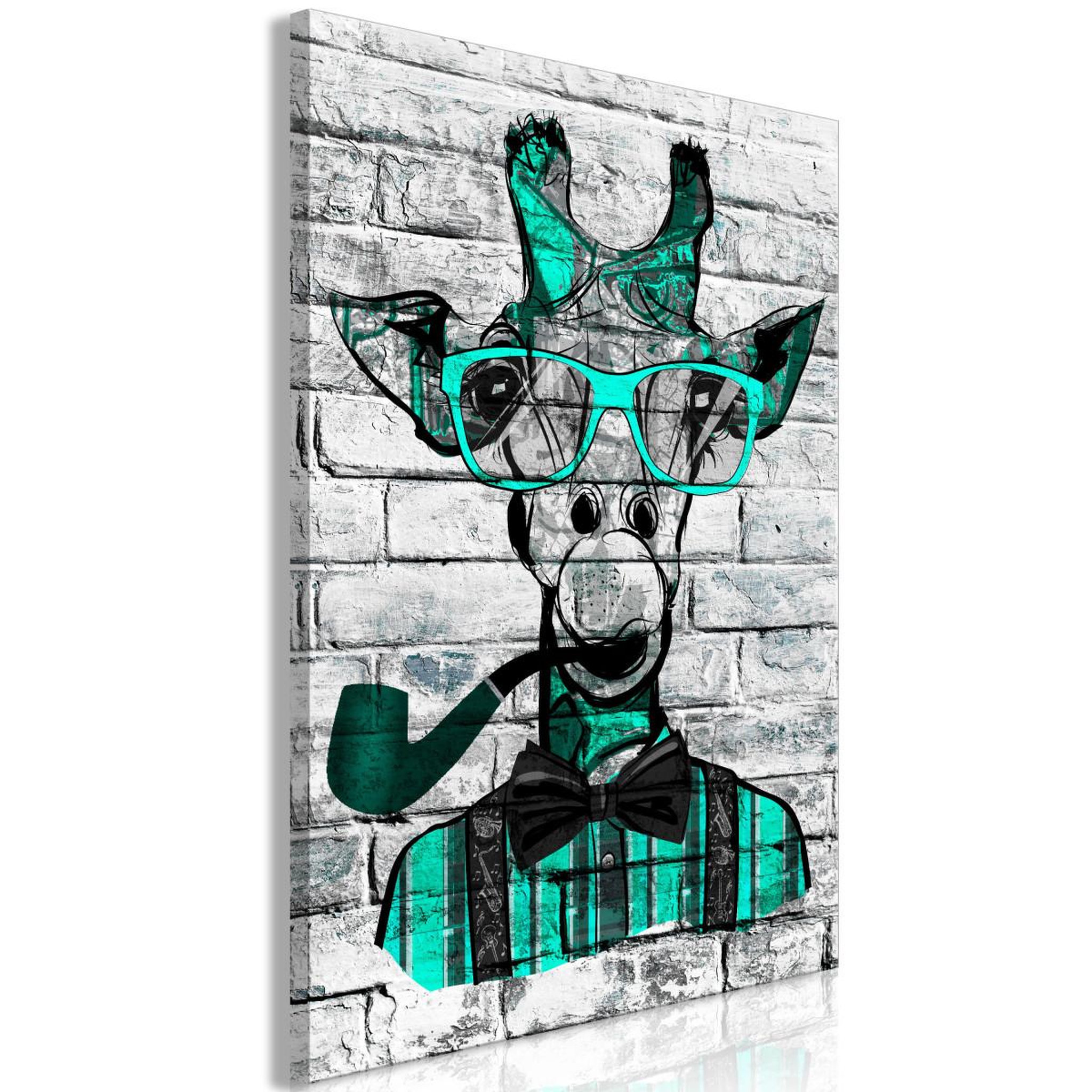 Voir la diapositive 1 : Paris Prix Tableau imprimé  giraffe with pipe green