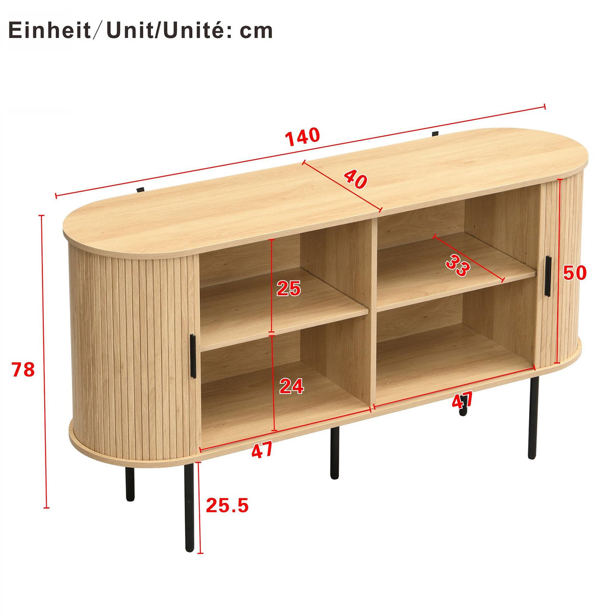 MERAX Buffet 2 porte(s) 0 tiroir(s) - 140 cm naturel mdf