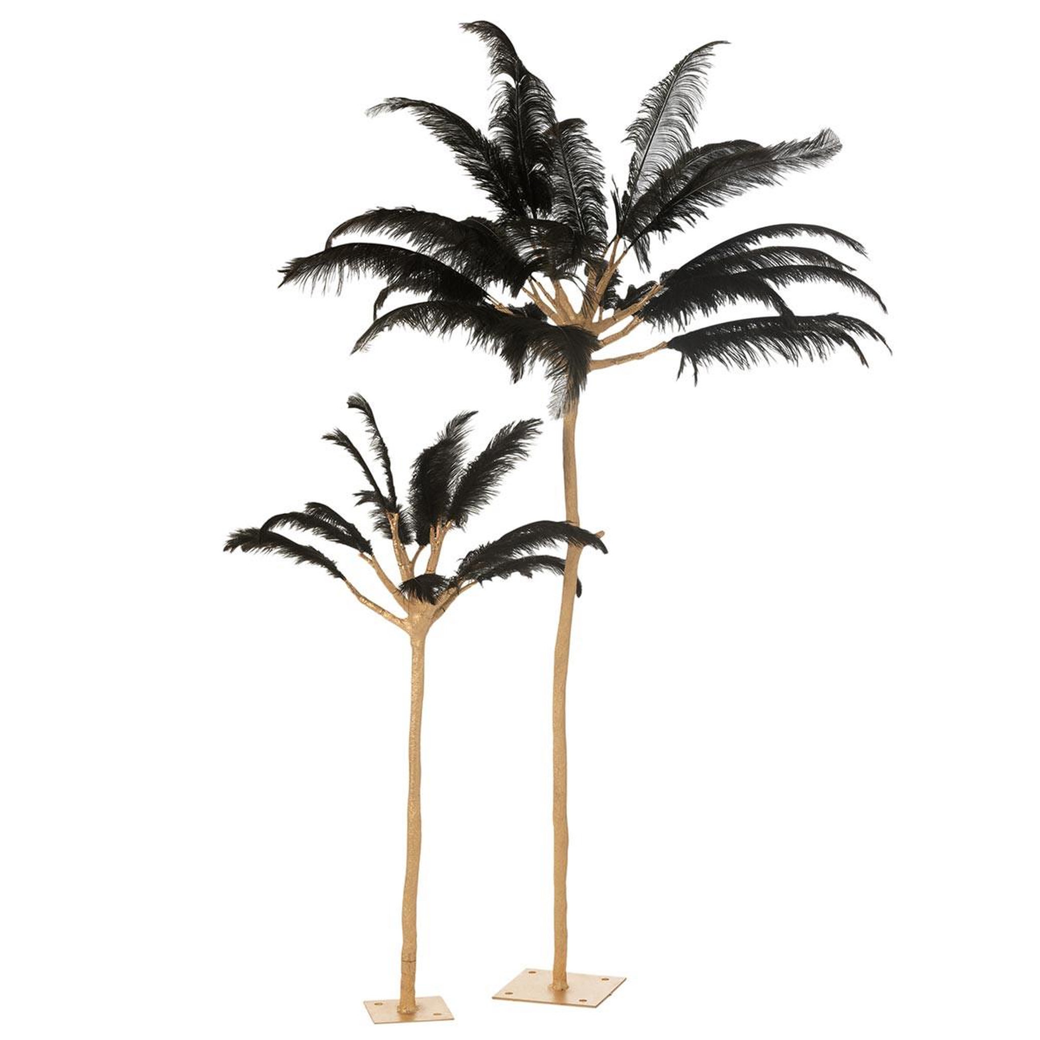 Voir la diapositive 2 : J-LINE Arbre déco en métal  plumes  190cm or & noir