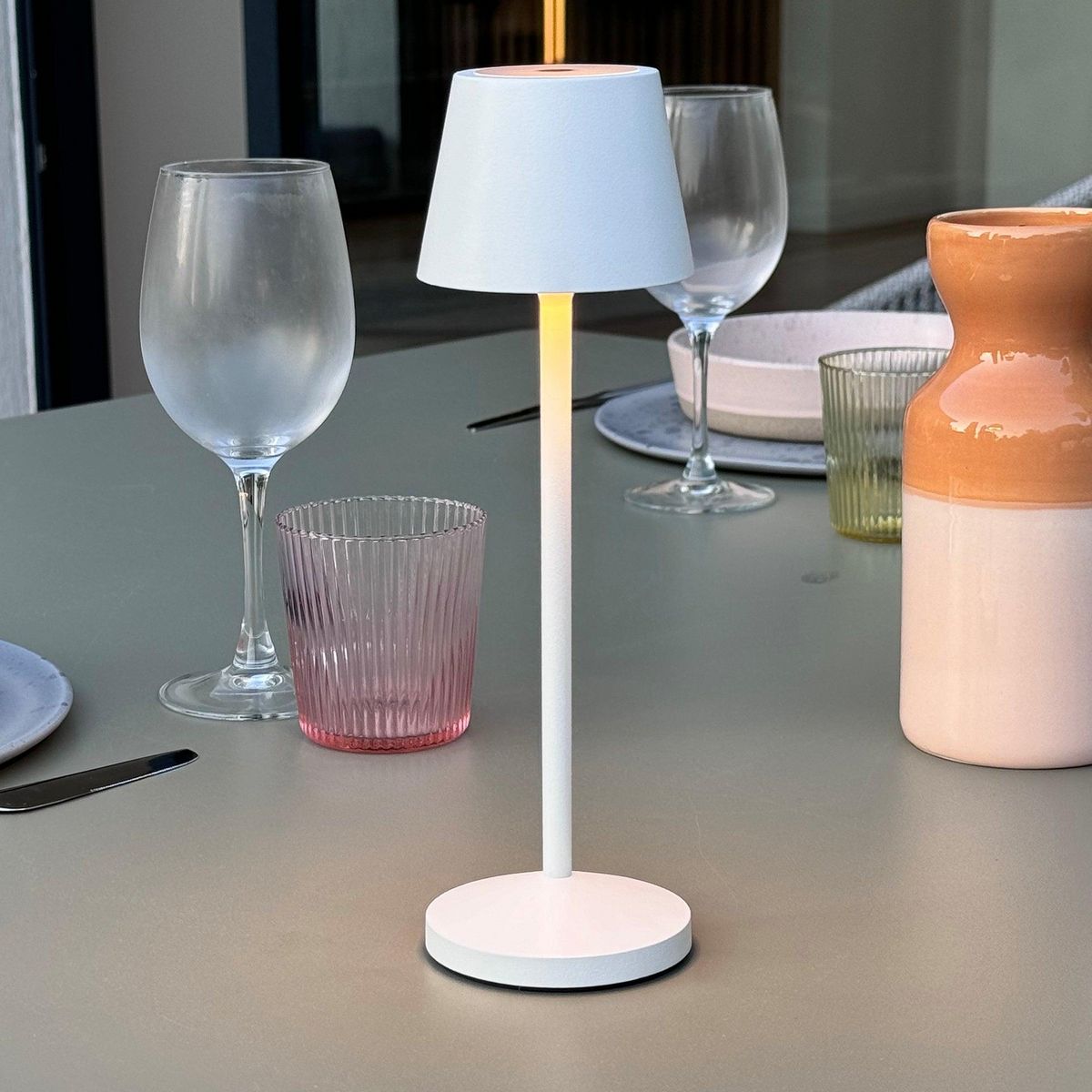 Lumisky Lampe de table sans fil EMILY Blanc Aluminium H20CM