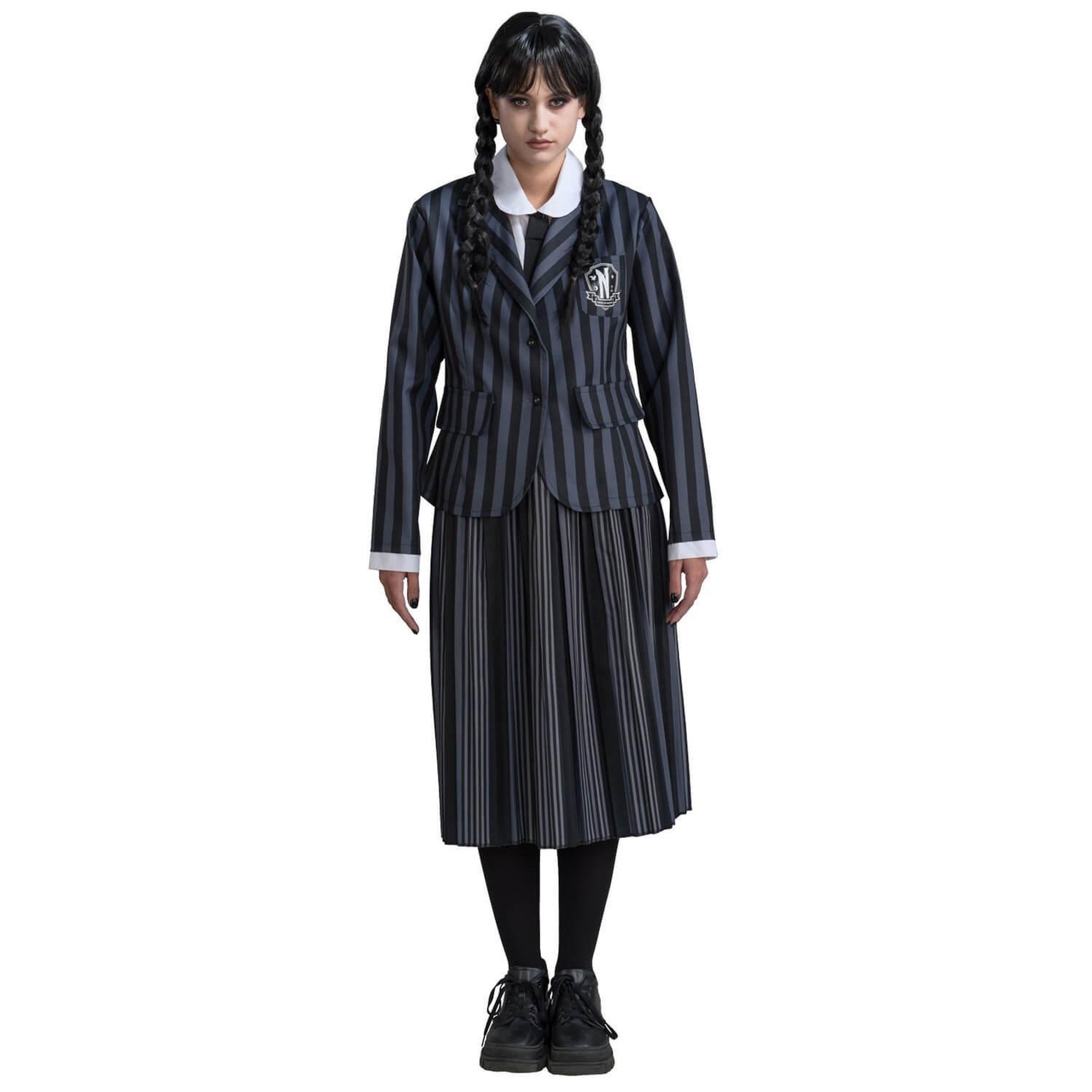 Voir la diapositive 3 : CHAKS Déguisement Uniforme Noir & Gris Mercredi - Fille - 13/14 ans (158 à 164 cm)