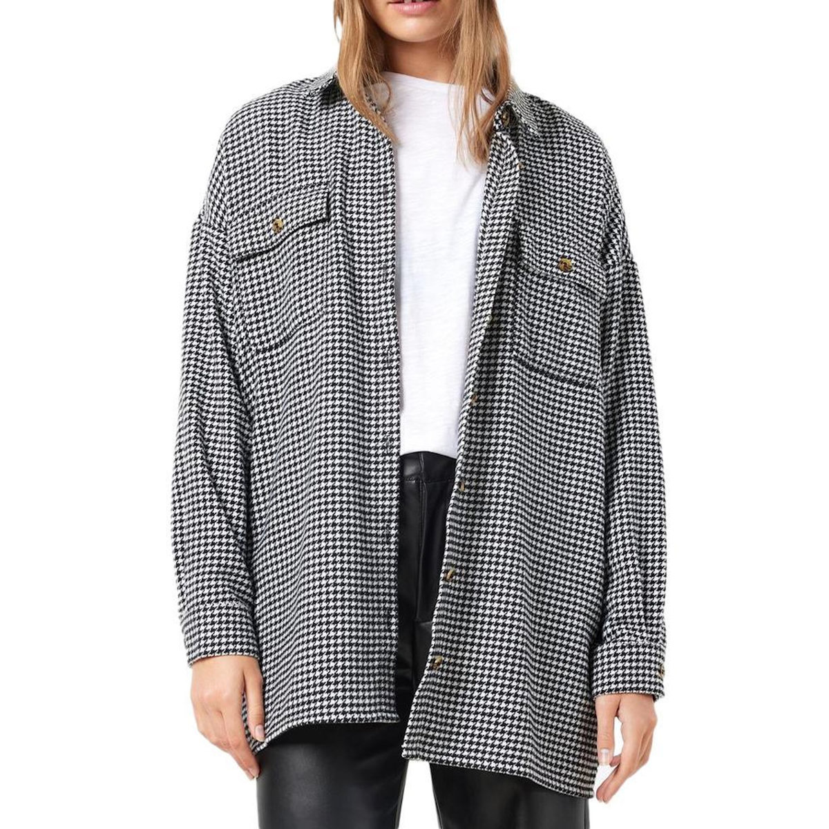 NOISY MAY Surchemise Noir/ pied de poule Femme Noisy May Flanny