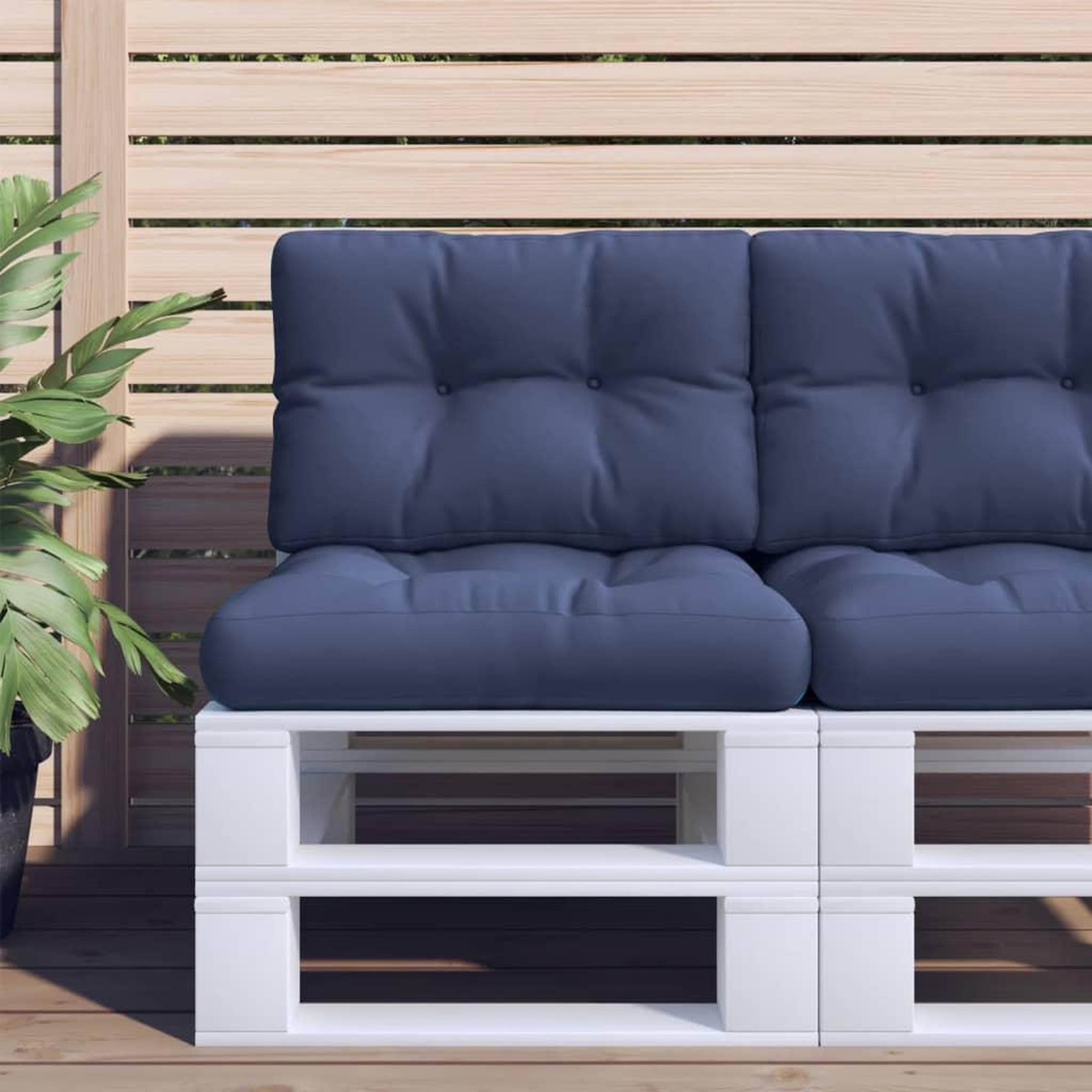 VIDAXL Ensemble de coussins en palette bleu marine 60x40x12 cm tissu