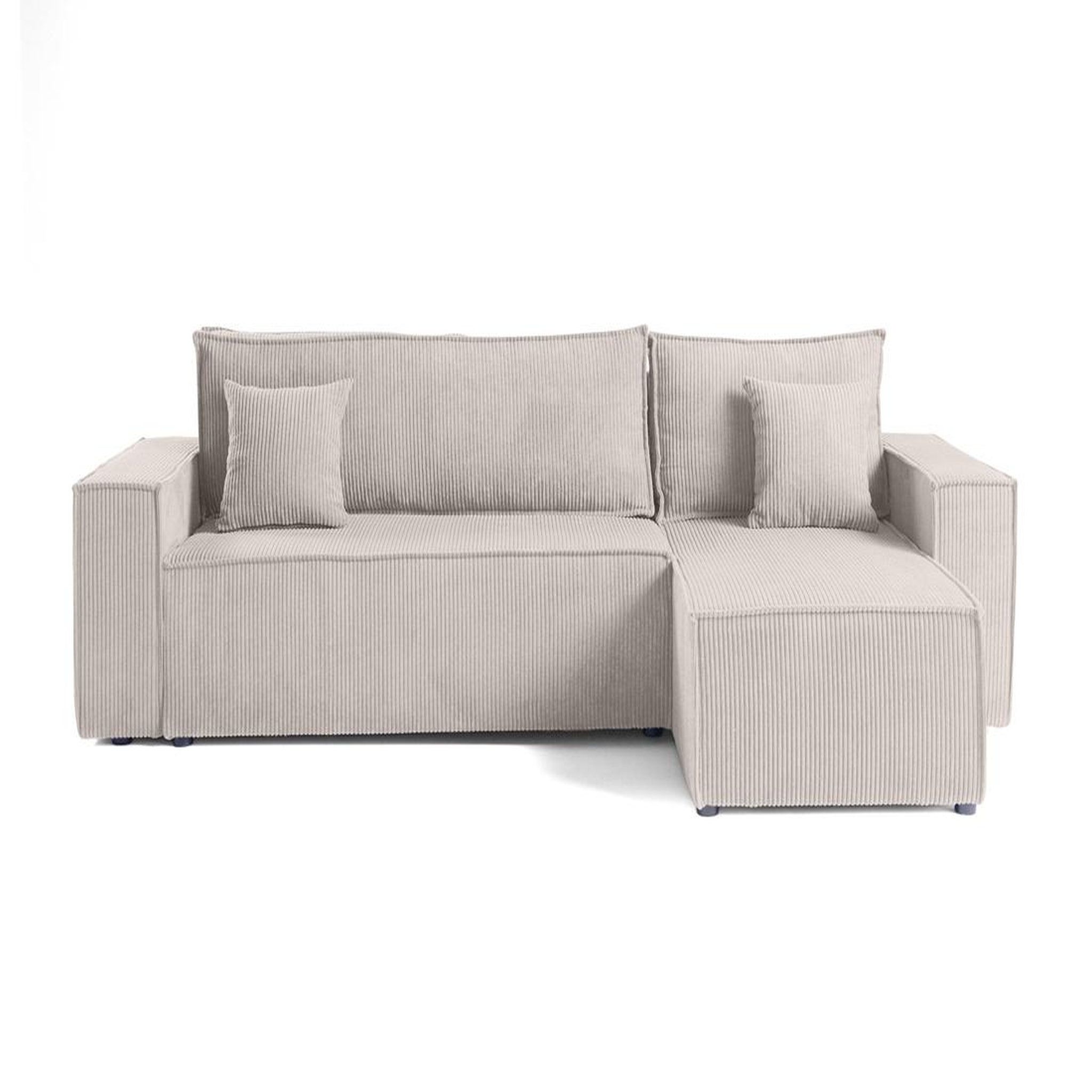 BEST MOBILIER Cezanne - canapé d'angle réversible - 4 places - convertible avec coffre - en velours côtelé. Coloris disponibles : Rose, Gris, Vert, Beige, Bleu