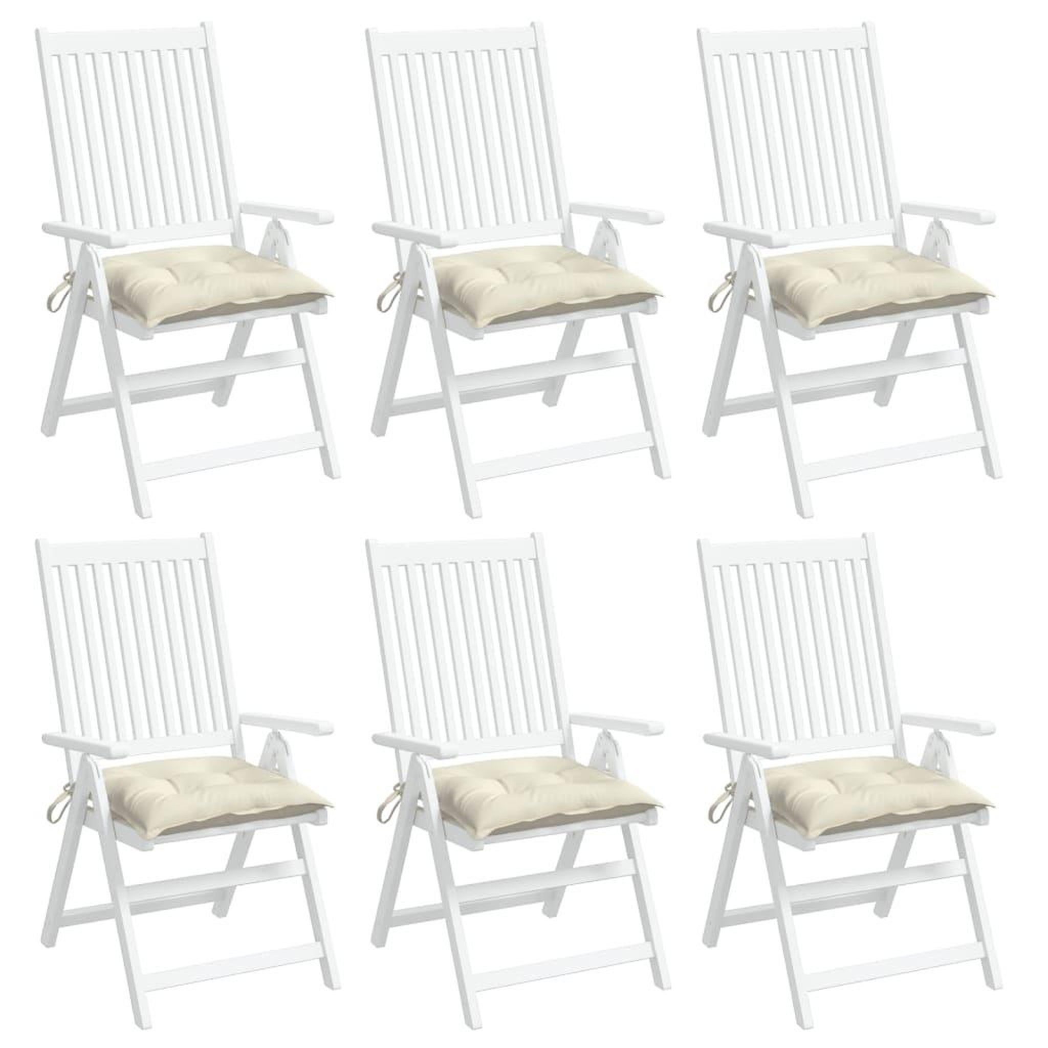 Voir la diapositive 4 : VIDAXL Coussins de chaise lot de 6 blanc creme 40x40x7 cm tissu oxford