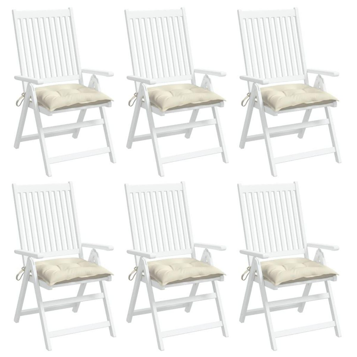 VIDAXL Coussins de chaise lot de 6 blanc creme 40x40x7 cm tissu oxford