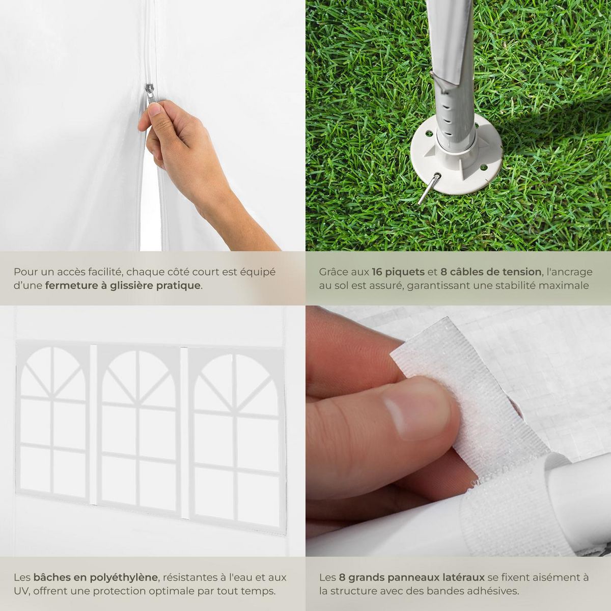 tectake Pavillon 9 x 3 m en système emboîtable blanc