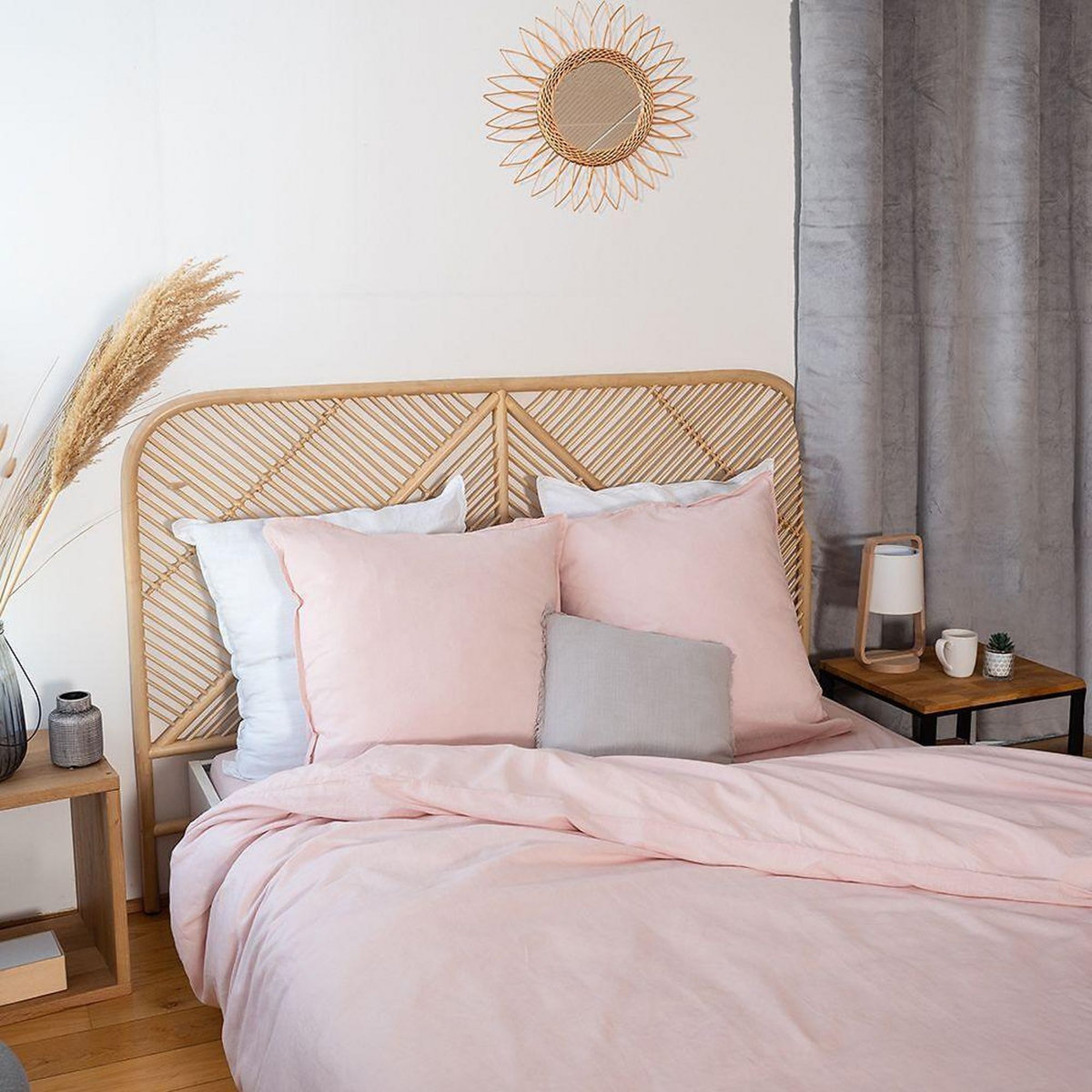 Home collection Parure housse de couette 100%lin/coton 57fils lin métis uni