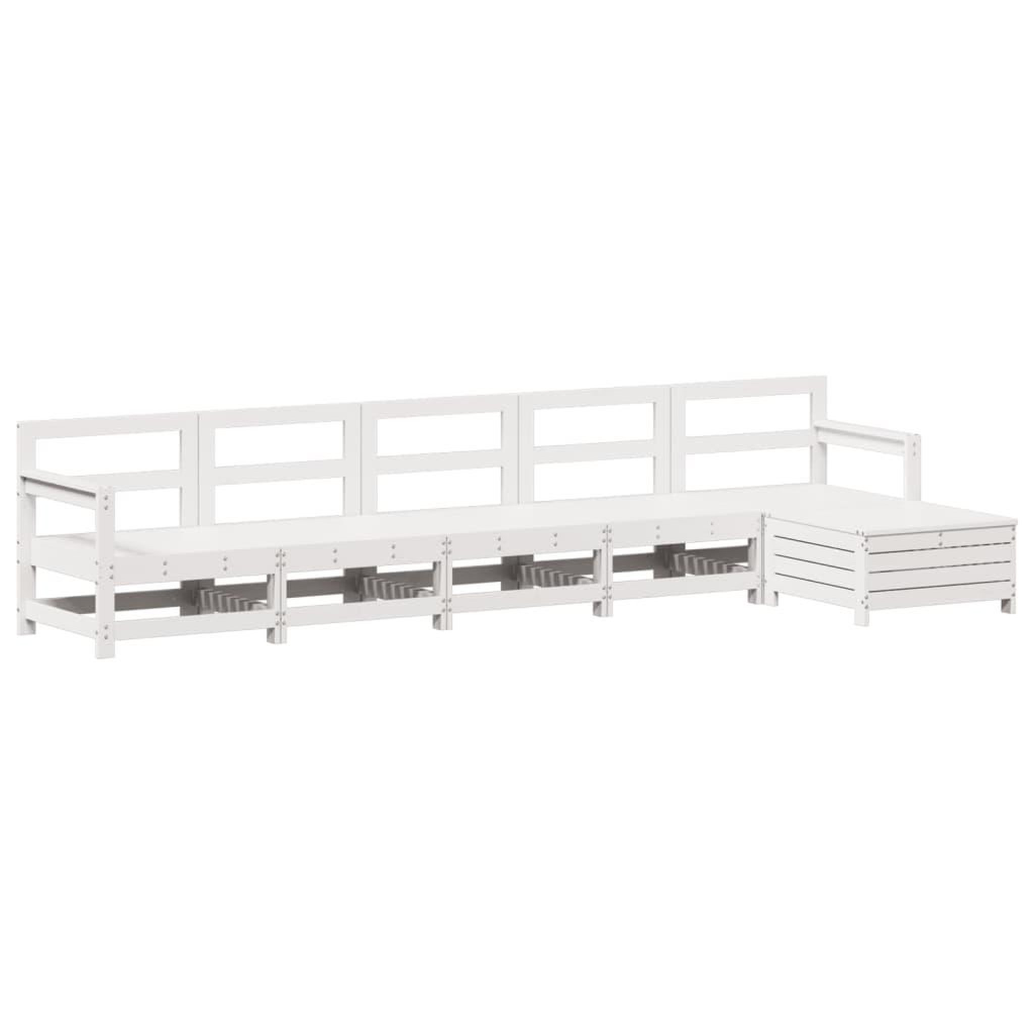Voir la diapositive 2 : VIDAXL Salon de jardin 6 pcs blanc bois de pin massif