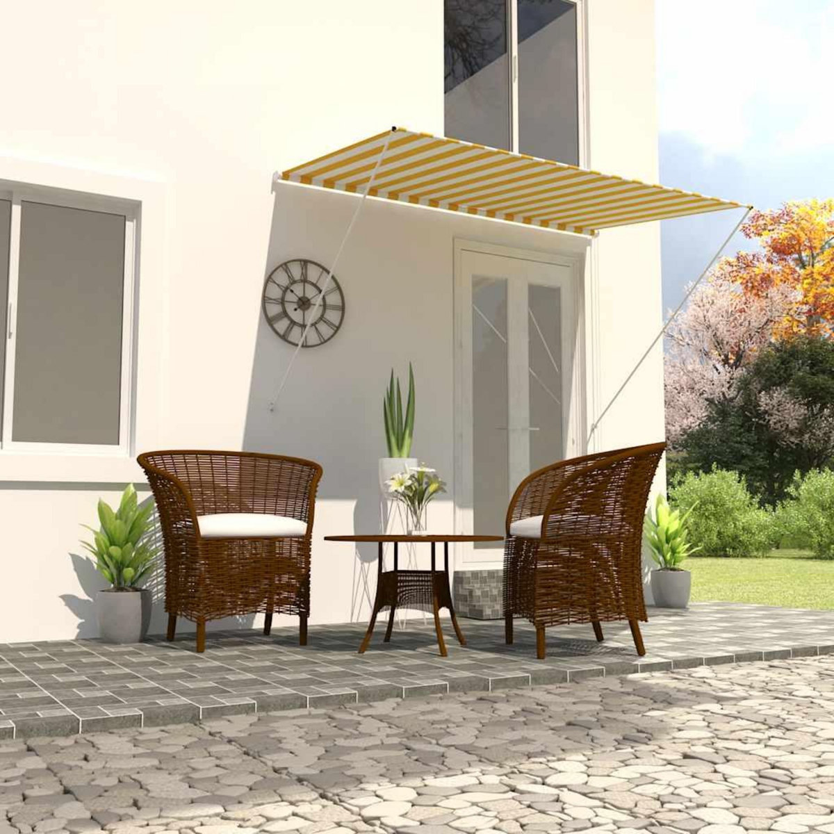 VIDAXL Auvent retractable 200x150 cm Jaune et blanc
