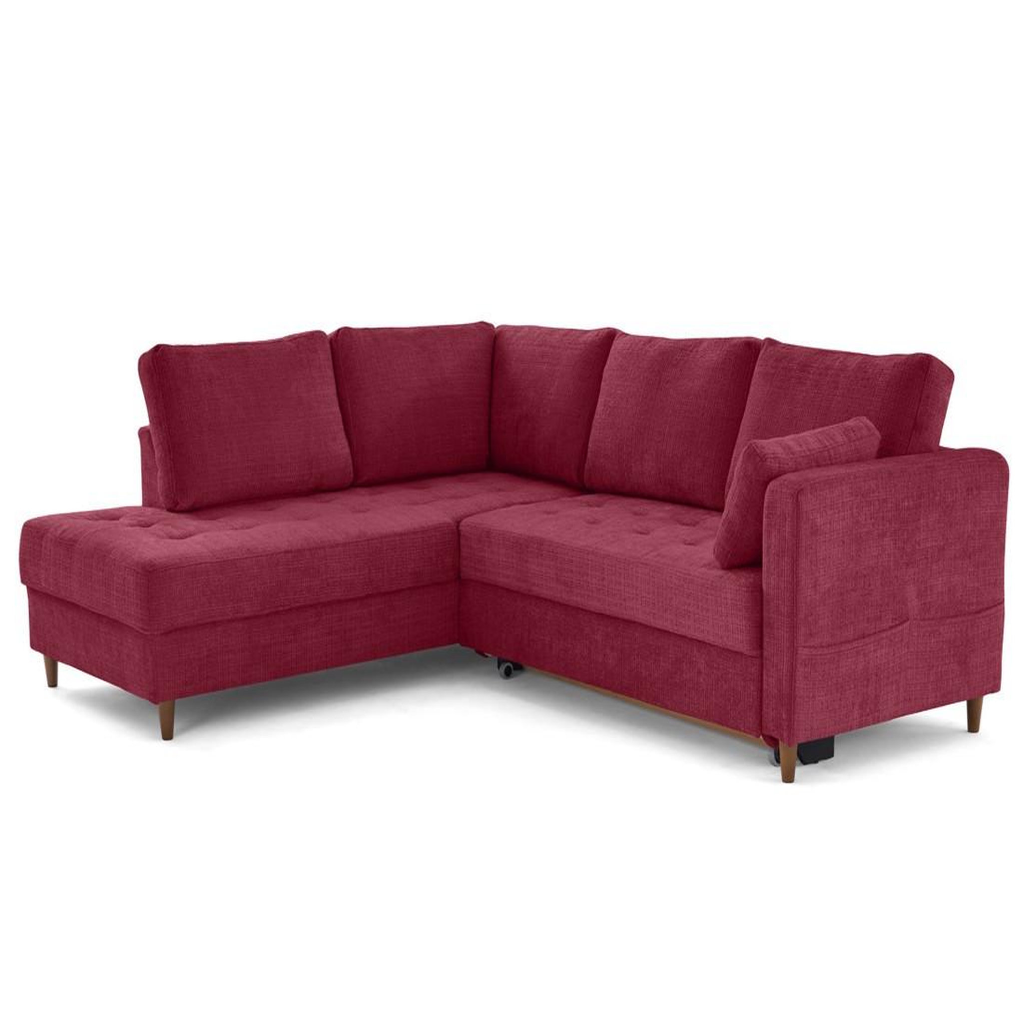 Voir la diapositive 3 : BEST MOBILIER Anna - canapé d'angle gauche 5 places convertible en velours texturé