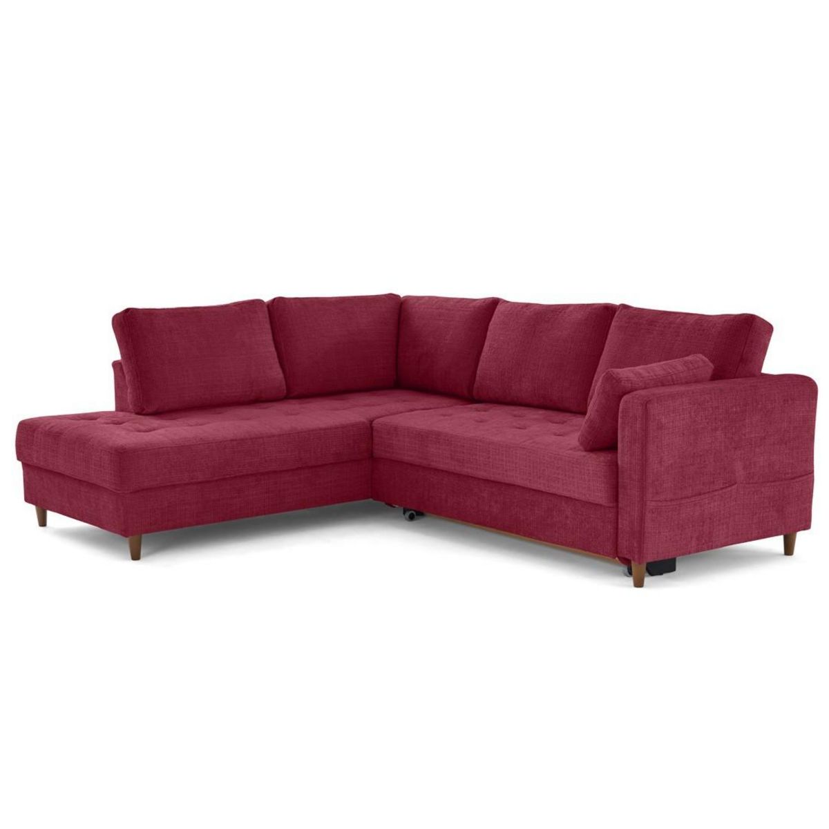 LISA DESIGN Anna - canapé d'angle gauche 5 places convertible en velours texturé