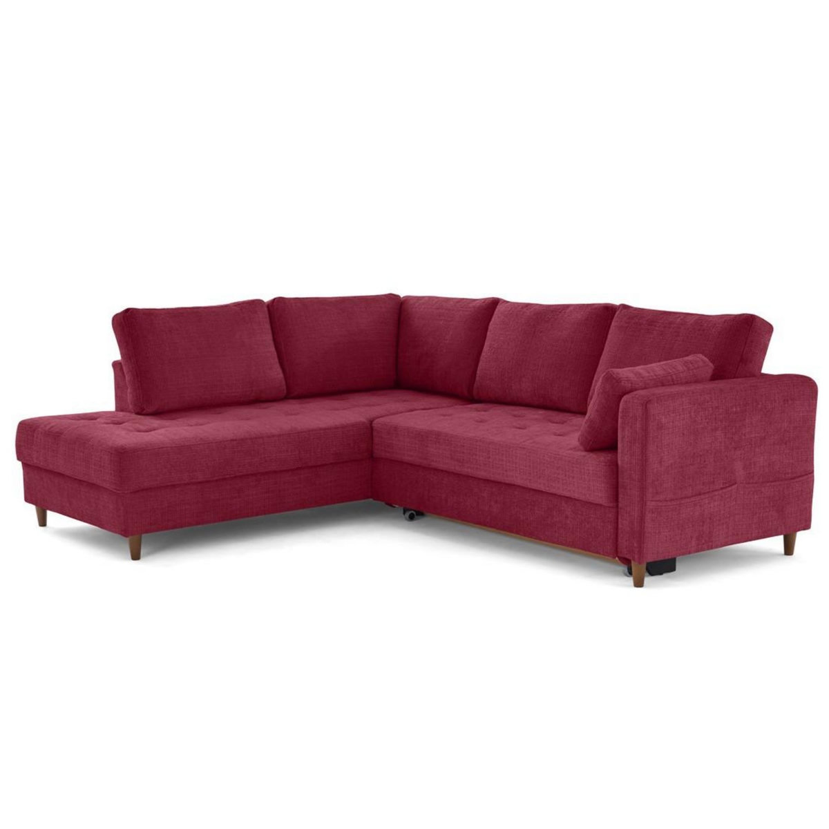 LISA DESIGN Anna - canapé d'angle gauche 5 places convertible en velours texturé