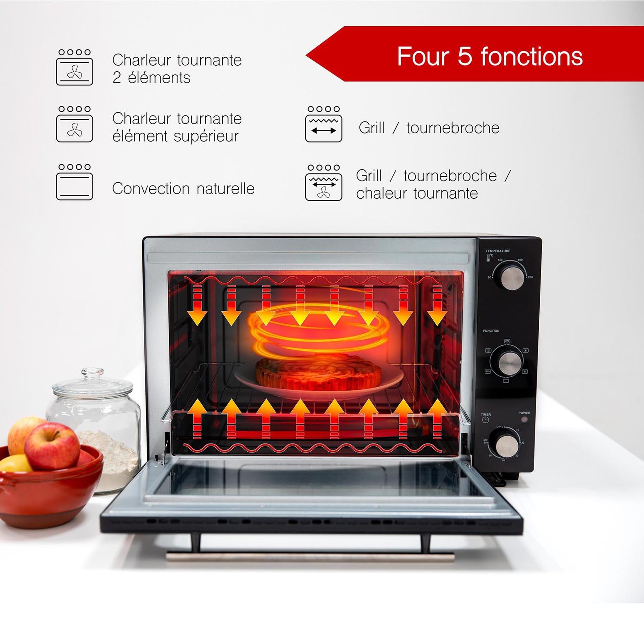 Voir la diapositive 3 : Kitchen move Four multifonction chaleur tournante 58l 2000w noir - bat-58rc