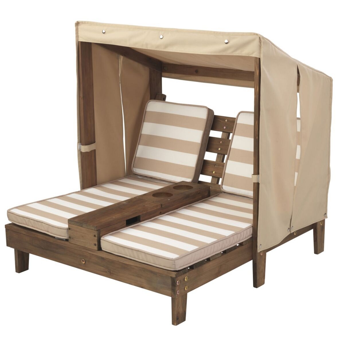 Kidkraft Double chaise longue avec porte-gobelets - Expresso et écru