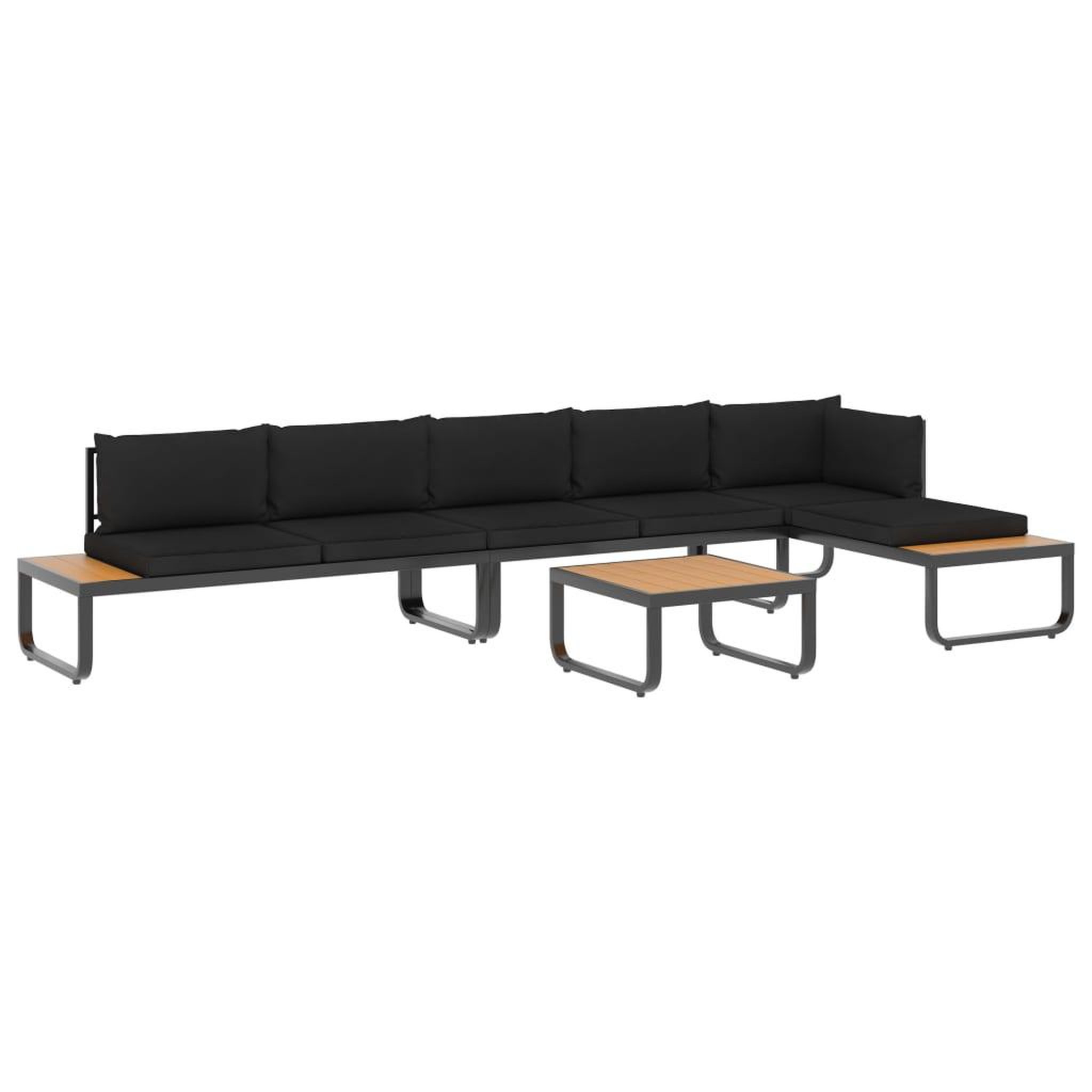 VIDAXL Canapes d'angle de jardin 4 pcs et coussins aluminium et wpc