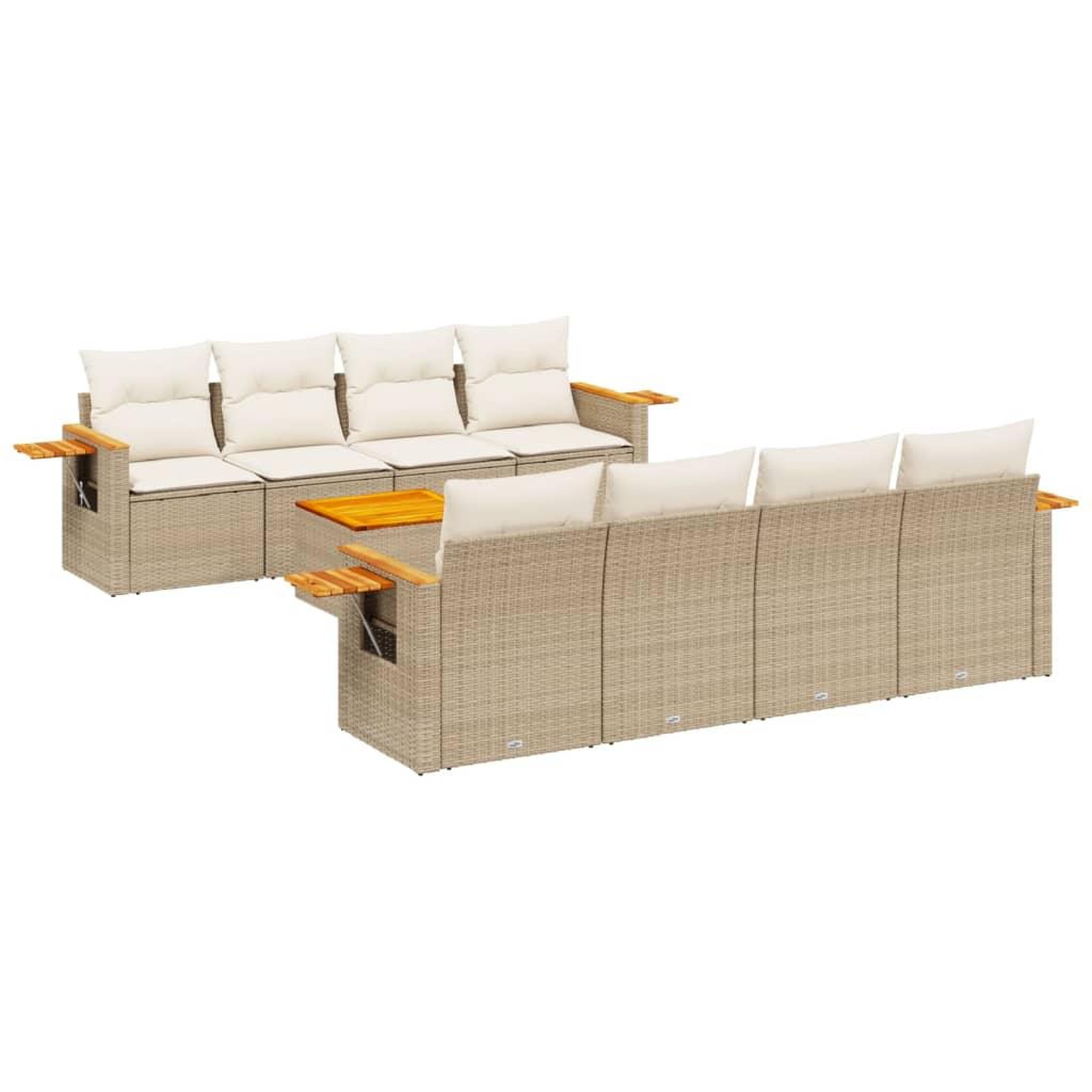Voir la diapositive 2 : VIDAXL Salon de jardin avec coussins 9 pcs beige resine tressee