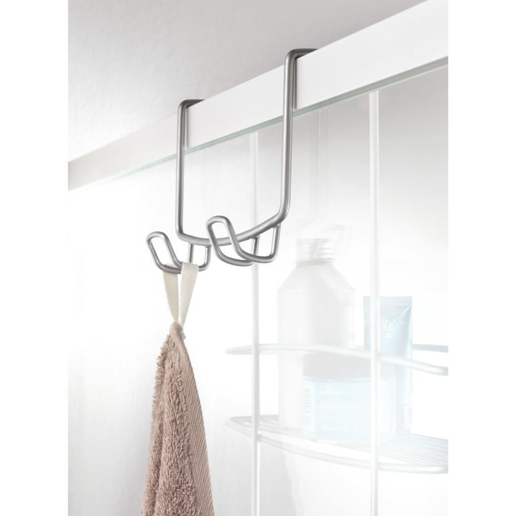 Voir la diapositive 3 : Metaltex Metaltex Support de douche a 2 niveaux avec crochets Onda Argente