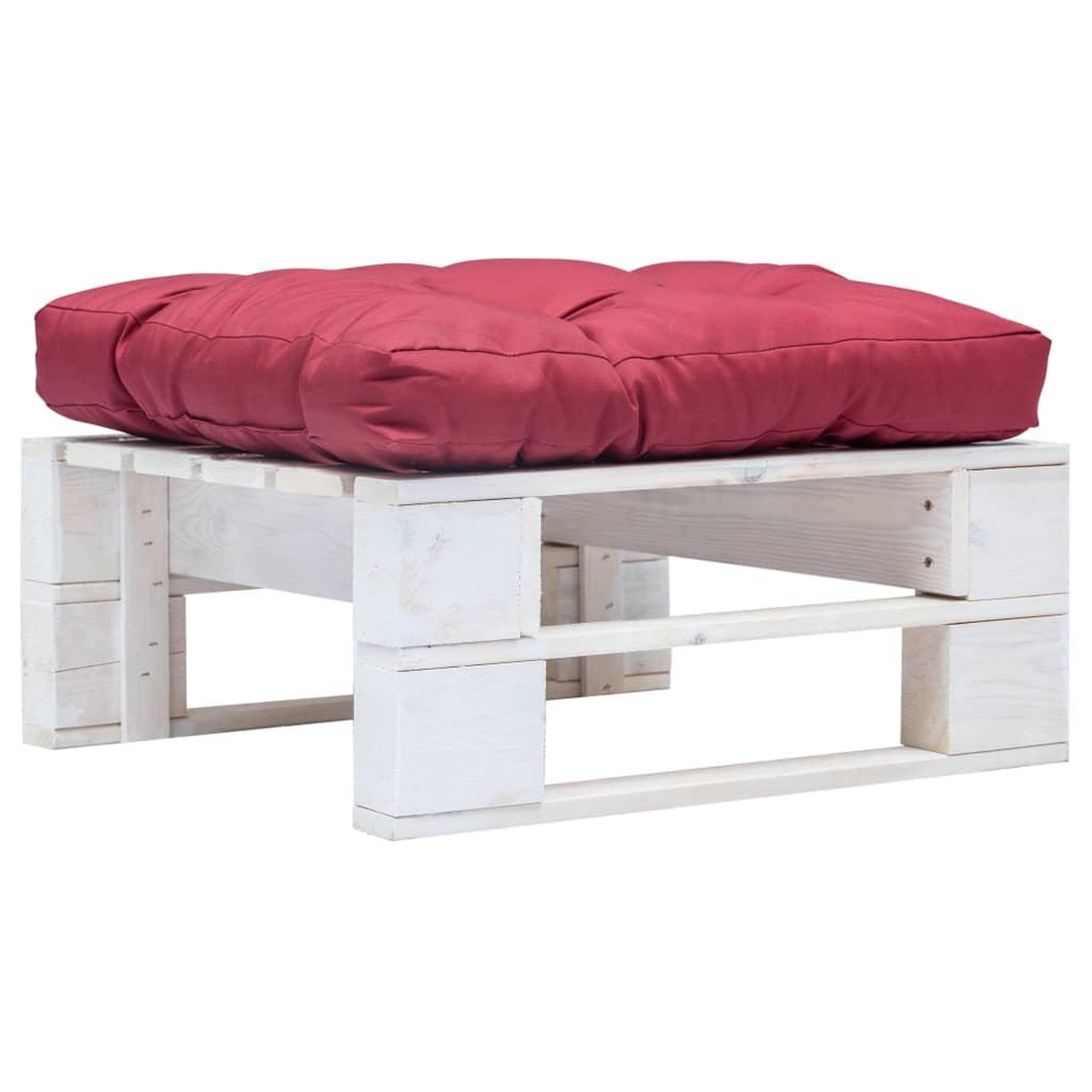 VIDAXL Repose-pied palette de jardin avec coussin rouge blanc bois
