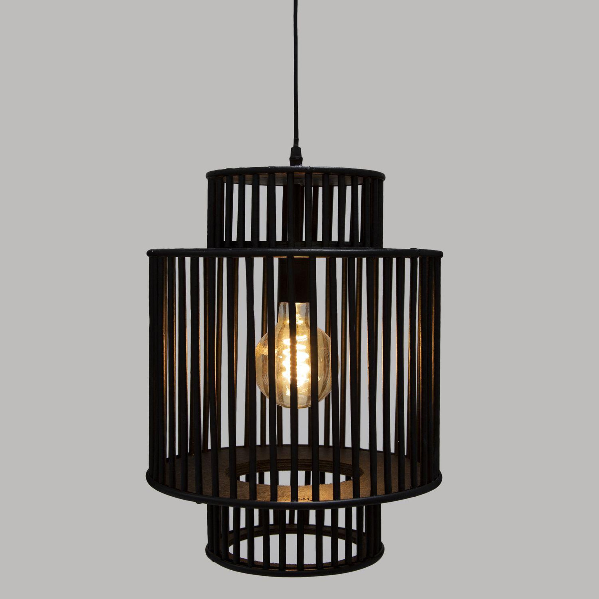 Voir la diapositive 1 : ATMOSPHERA Suspension luminaire en bambou Slow - Diam. 32 cm - Noir