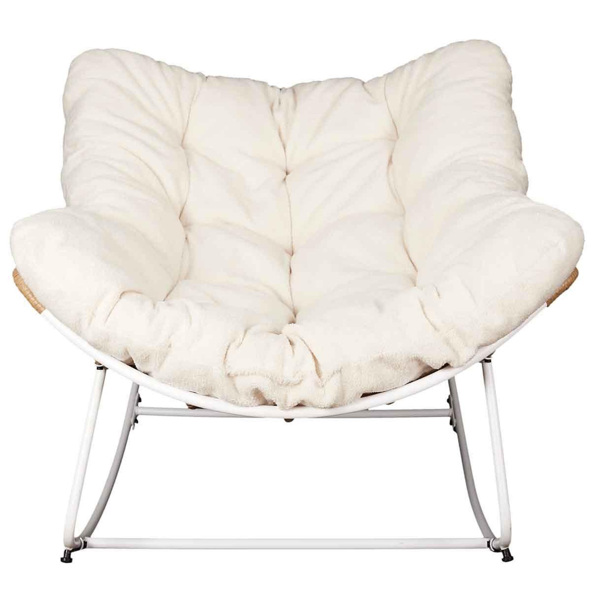 Voir la diapositive 2 : The Home Deco Factory Fauteuil Design  Odin  110cm Naturel & Blanc