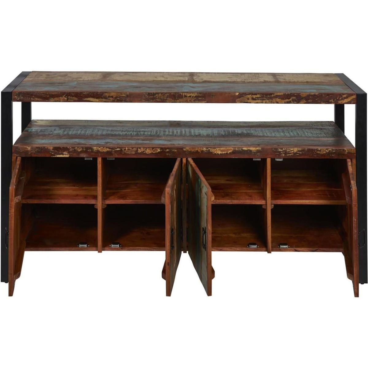 Paris Prix Bahut 4 Portes en Bois  Delhio  175cm Marron & Noir